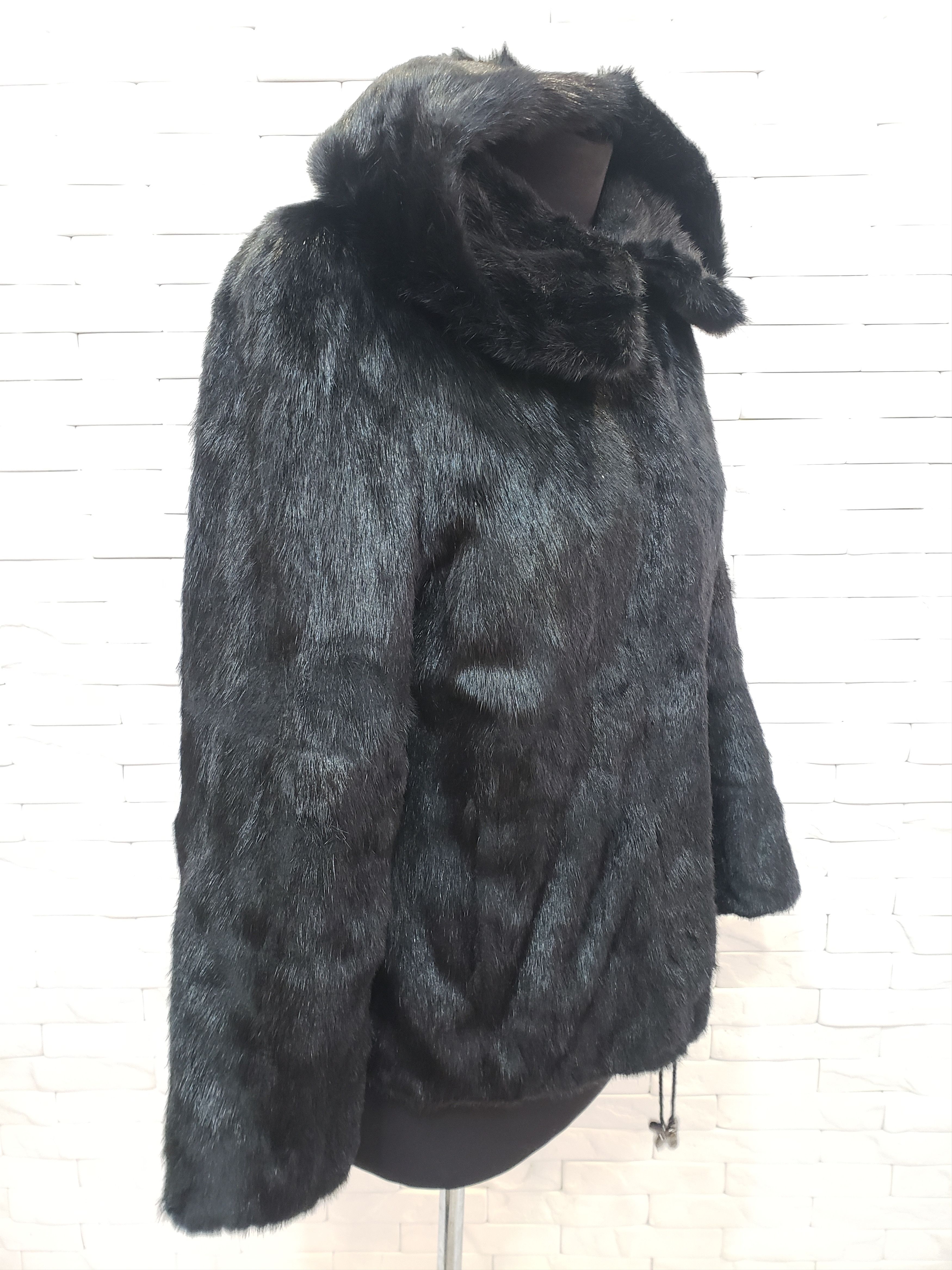 Genuine Leather Stylish women's mink fur coat with a hood. Size M / US 6-8 / IT 42-44 - 3 Thumbnail