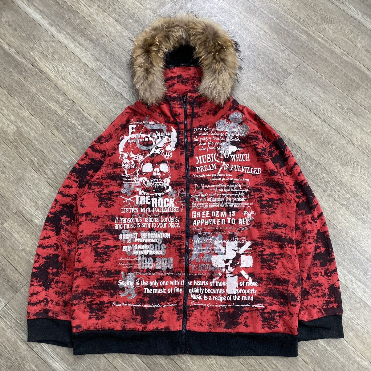 Le Grande Bleu (L.G.B.) 2000s TimeStep Poem Skulls Punk Rock Lgb Zip Fur Hoodie Size US XXL / EU 58 / 5 - 1 Thumbnail