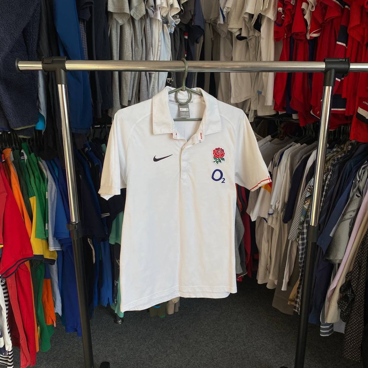 Nike × Vintage Vintage Nike England Rugby Small logo o2 polo Size US S / EU 44-46 / 1 - 1 Thumbnail
