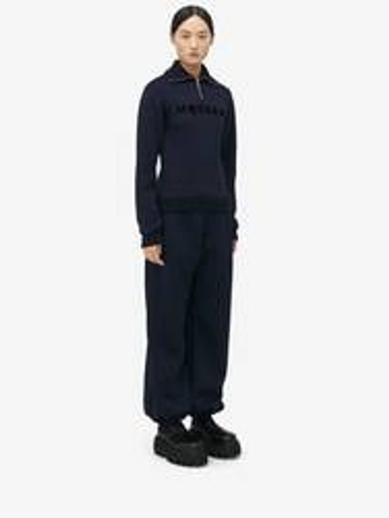Alexander McQueen o1srvl11e0226 Embroidered Skull Joggers In Navy Size 25" / US 0 / IT 36 - 3 Thumbnail