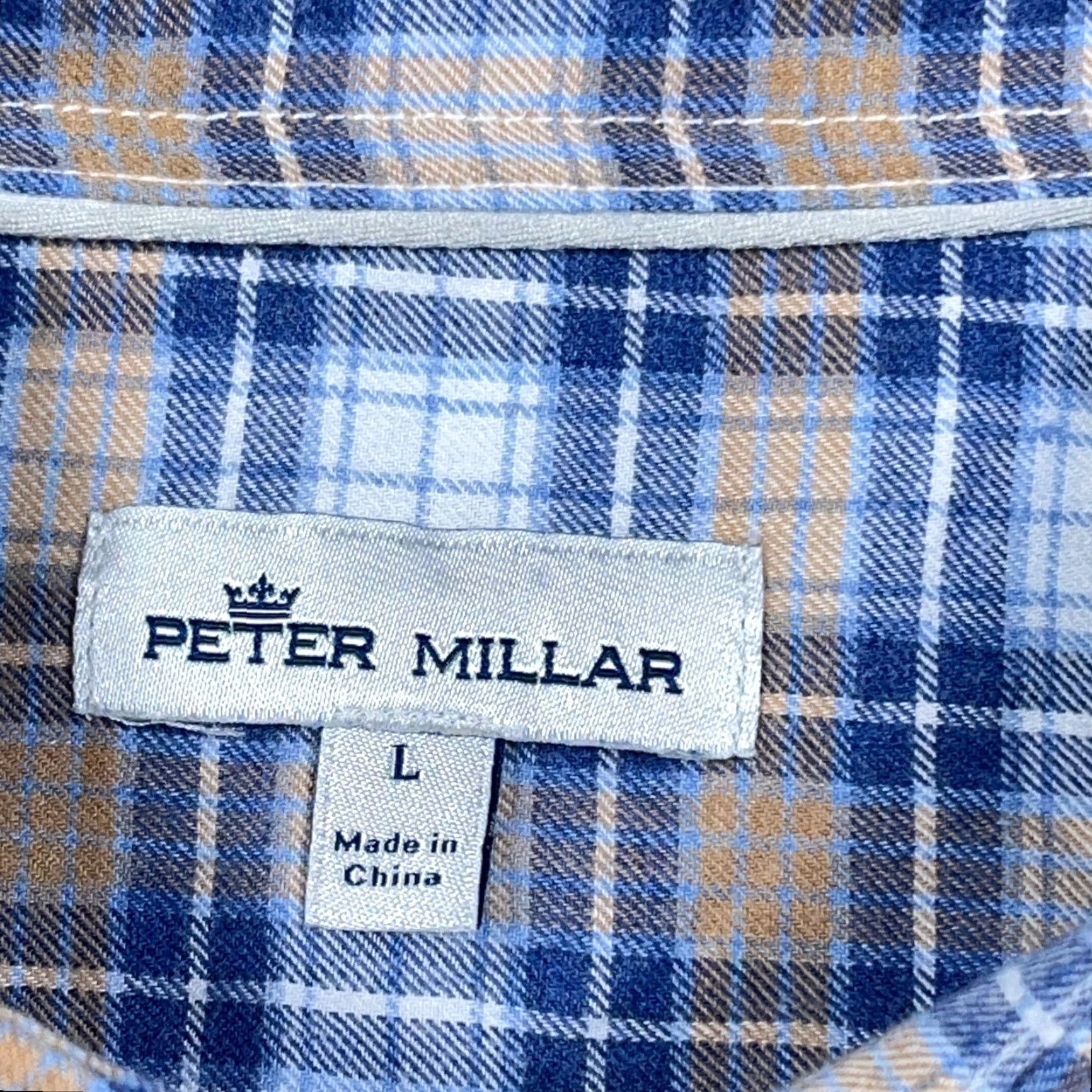 Peter Millar Peter Millar Shirt Men Large Blue Plaid Button-Up Lightweight Cotton Lyocell Nylon Spandex Casual Classic Size US L / EU 52-54 / 3 - 3 Thumbnail