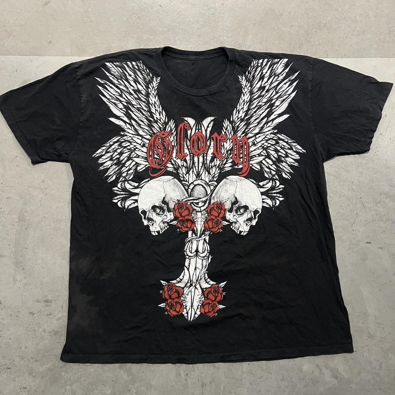 Vintage Crazy Vintage Y2K/2000s Affliction Style Skull Rose and Wings Glory Tapout CyberGoth Graphic Tee! Size US L / EU 52-54 / 3 - 1 Thumbnail