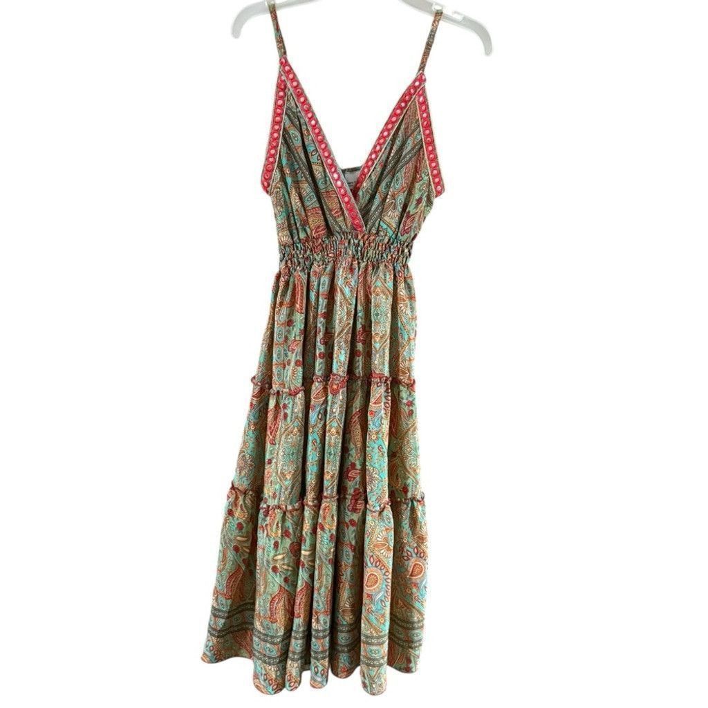 I.AM.GIA Gia Vibrant Paisley Mini Dress - Green and Red Size XXS / US 00 / IT 34 - 2 Thumbnail