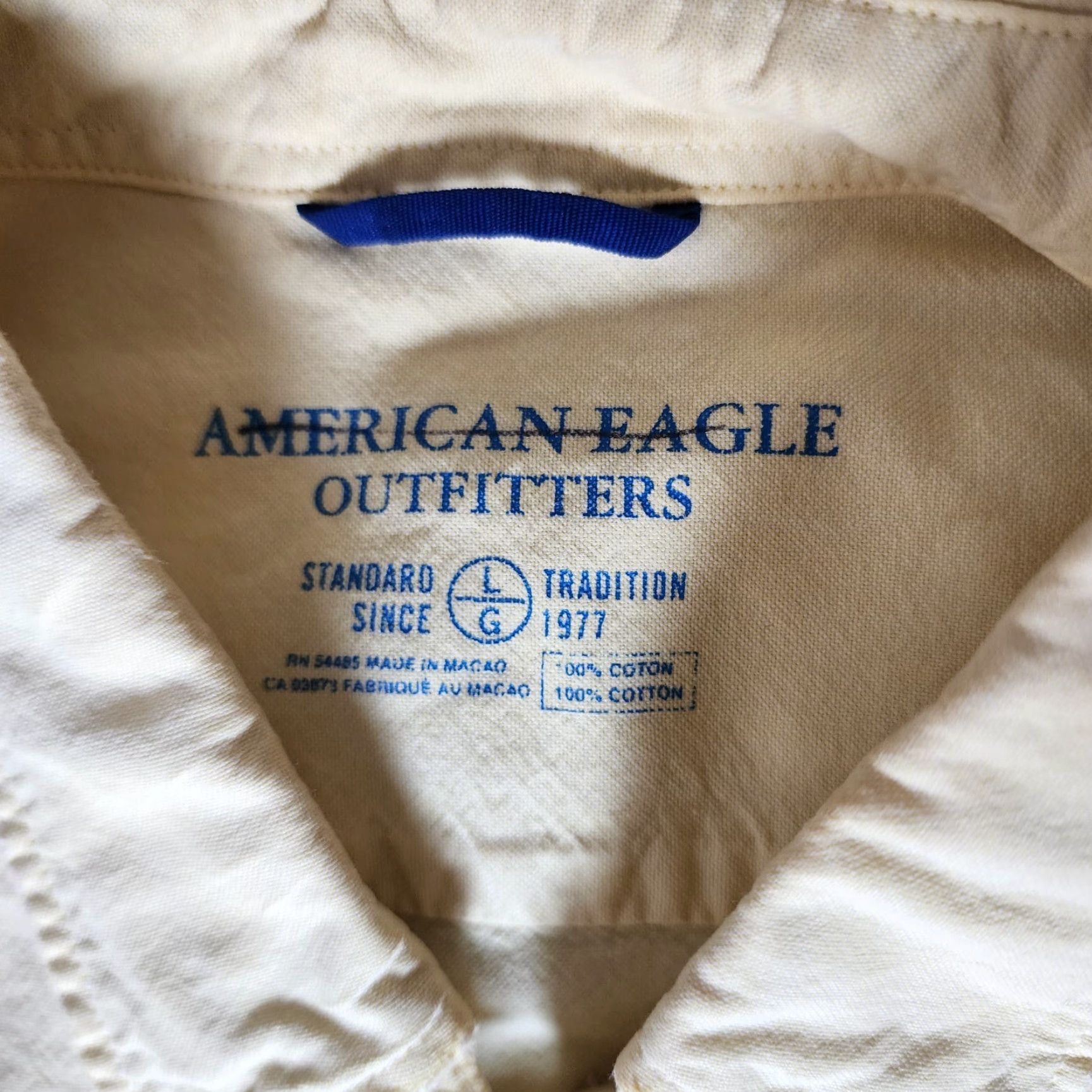 American Eagle Outfitters American Eagle Outfitters Button-Up Shirt Mens Large Button Down Long Sleeve Yellow Solid Cotton Size US L / EU 52-54 / 3 - 2 Thumbnail