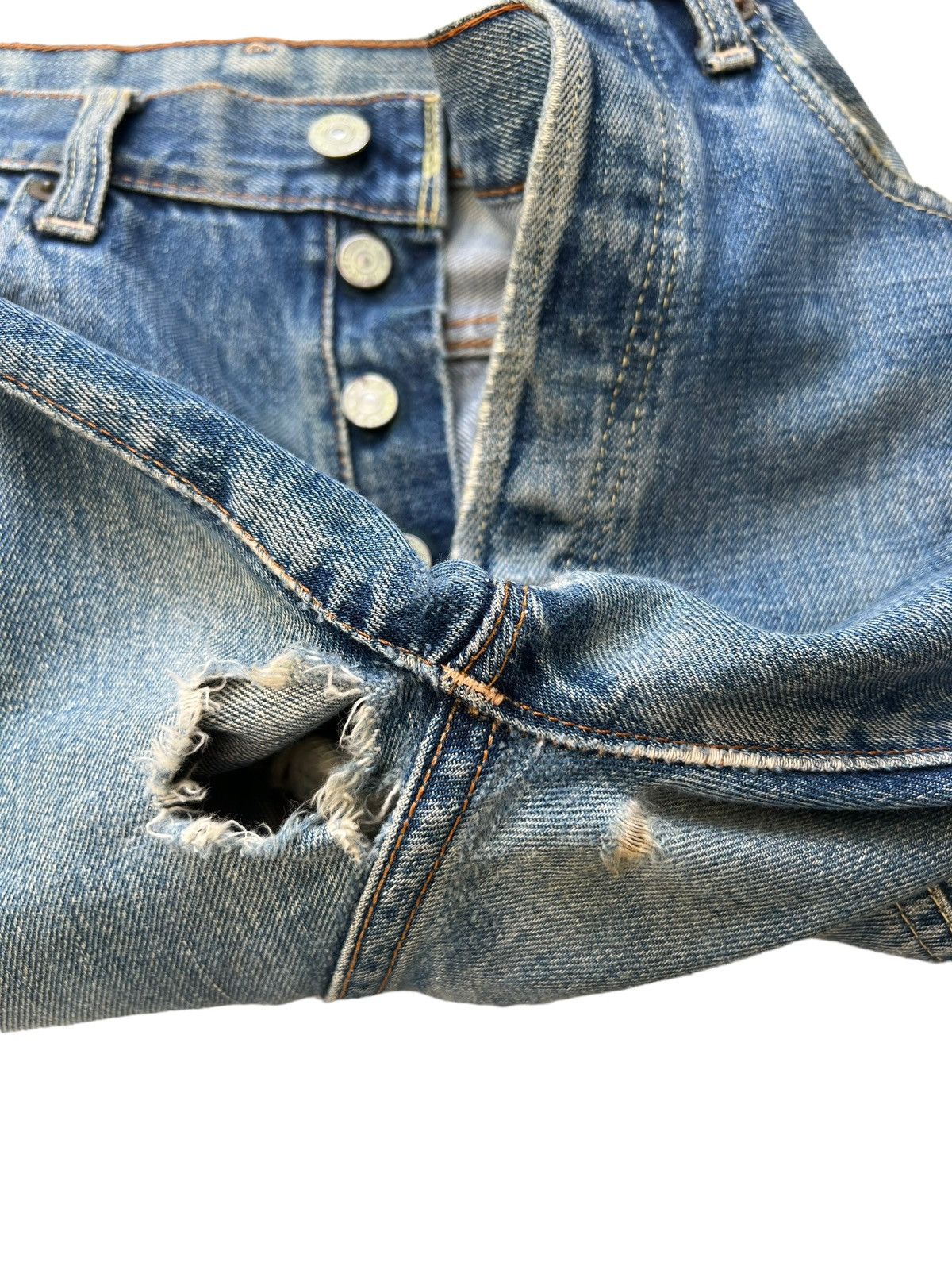 Levi's Trashed Vintage 70s Levi’s 501 Big E #6 Denim Redline Jeans Size US 30 / EU 46 - 22 Thumbnail