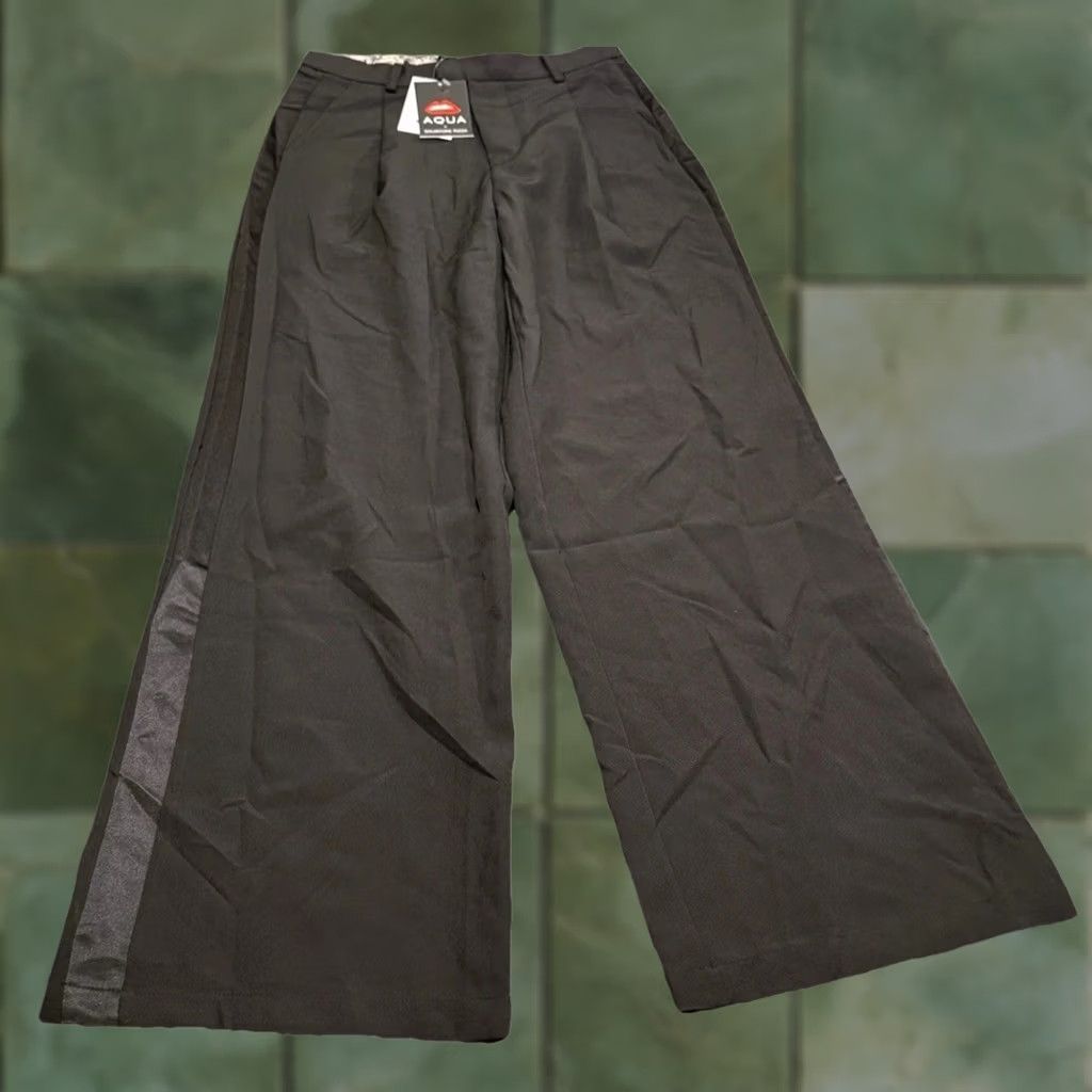 AQUA AQUA Salvatore Rizza Wide Leg Pants Black Size Small NWT 8 Womens Size 28" / US 6 / IT 42 - 1 Thumbnail