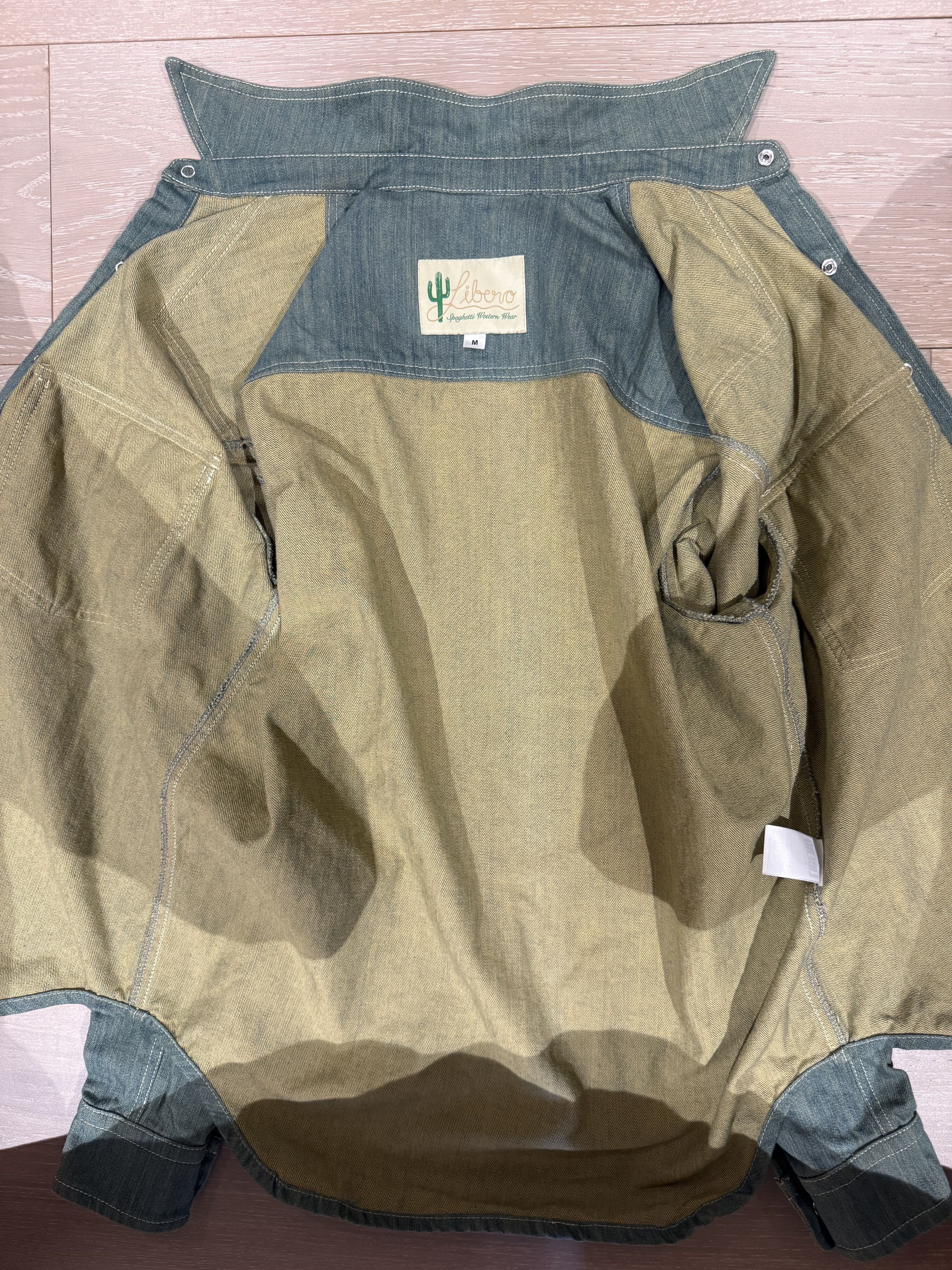 Libero 💚 Libero Spaghetti Western Button Up Shirt Green Denim NEW Size US M / EU 48-50 / 2 - 16 Thumbnail
