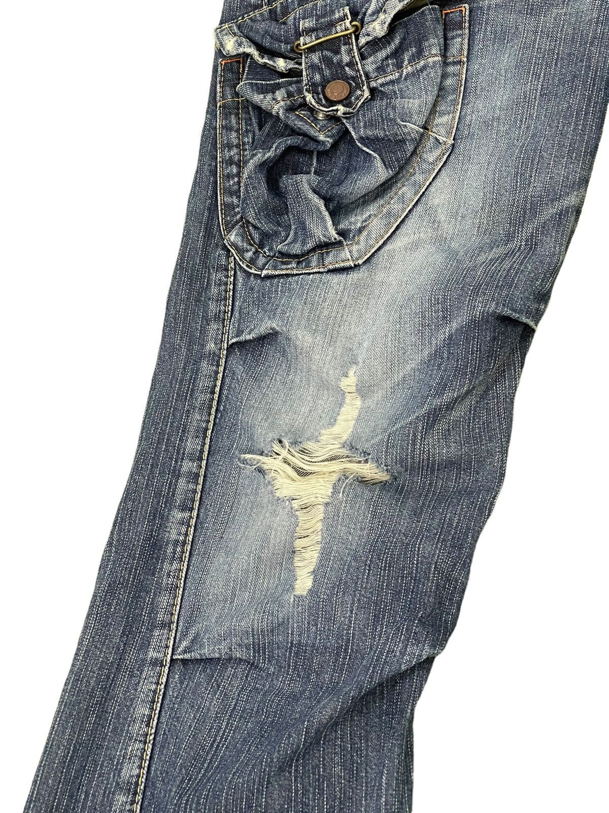 Japanese Brand Flare Jeans Edwin Cargo Faded Distress Boot Cut 8🟦8 Size US 32 / EU 48 - 6 Thumbnail