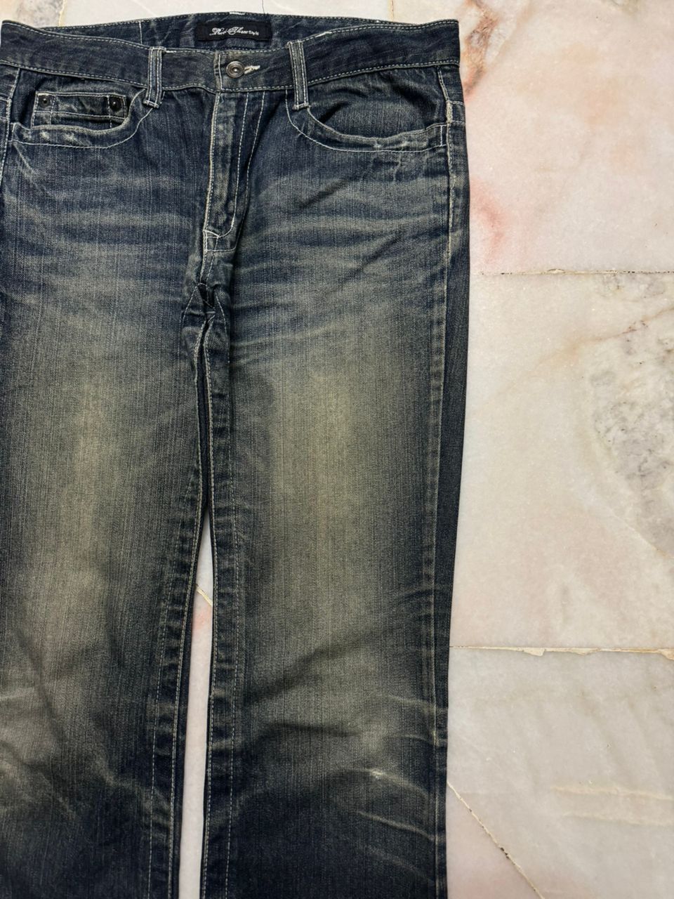 Flare💥Insane 90s Root three Rusty Mudwash Distress Dark Jean