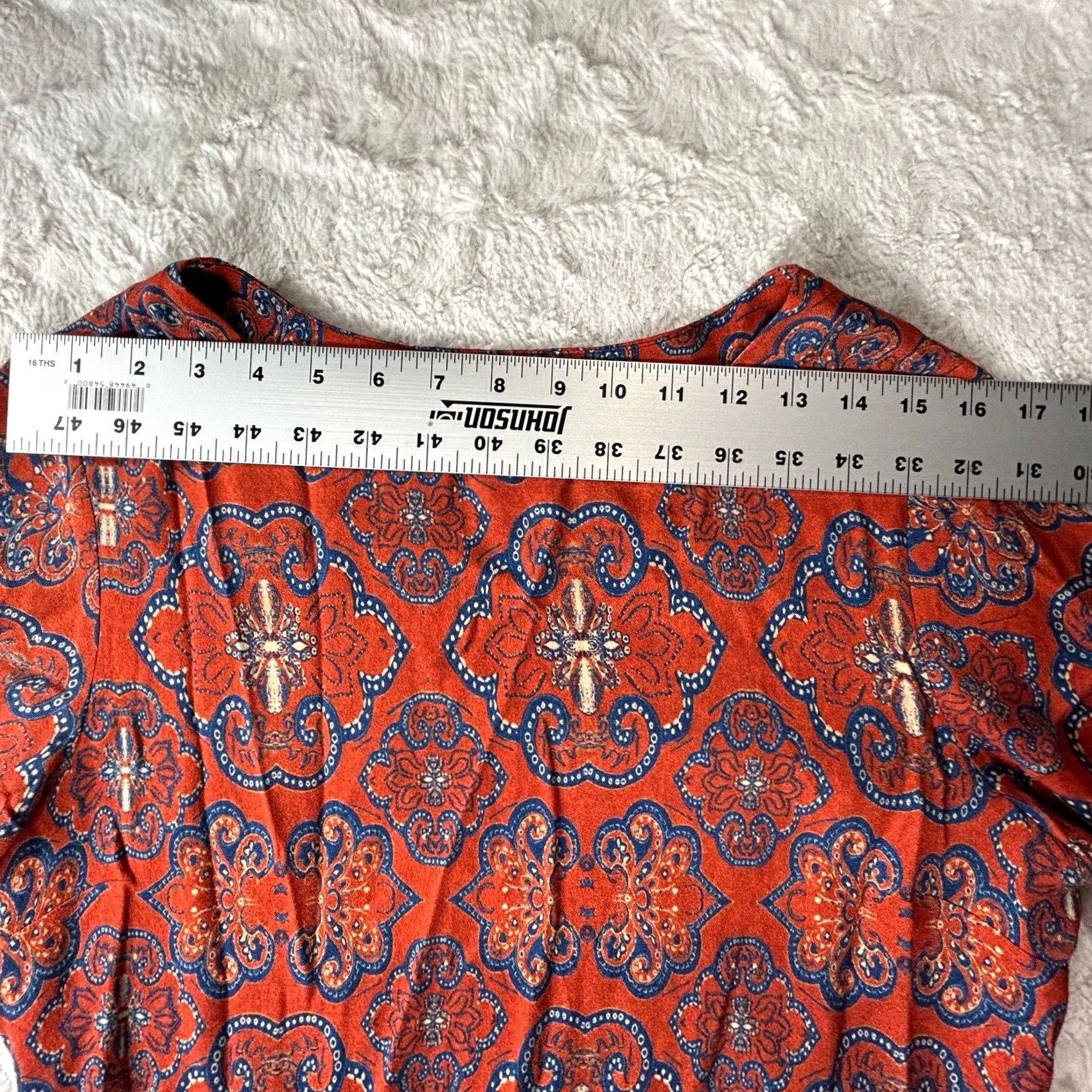 Desigual Desigual Tina Dress 38 Red/Blue Paisley Print 3/4 Sleeve Mini Shift Womens Size XS / US 0-2 / IT 36-38 - 6 Thumbnail