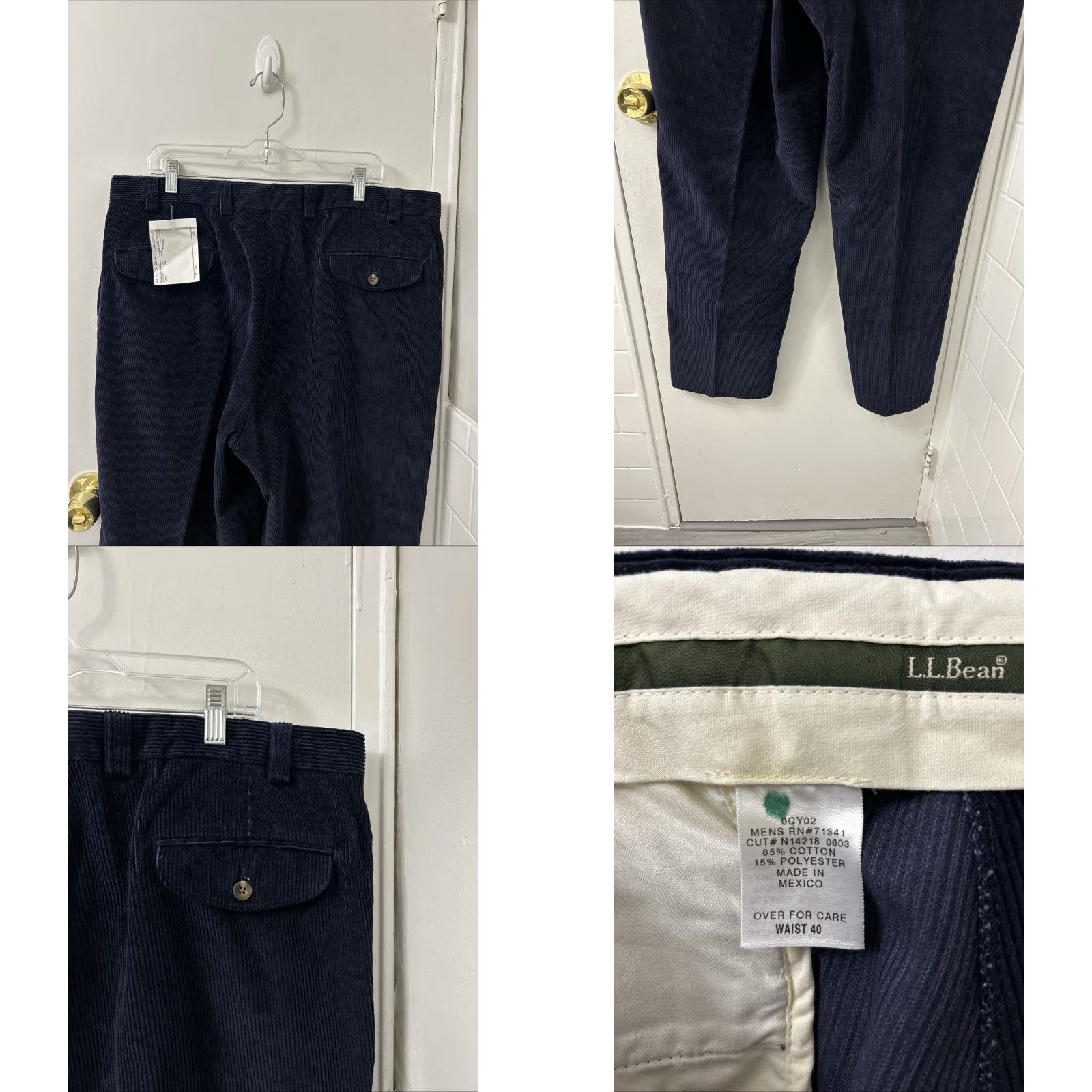 Vintage LL Bean Country Corduroy Pants Mens 40x30 Navy Blue Straight Leg Trousers Side Zip 5-Pocket Classic Fit Casual Workwear Dress Pants Size US 40 / EU 56 - 8 Thumbnail