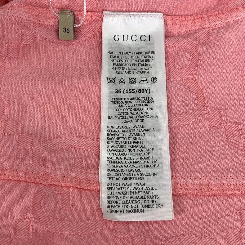 Gucci Gucci Size 36 Pink logo jacquad full printed cotton lapel Size US XXS / EU 40 - 6 Thumbnail