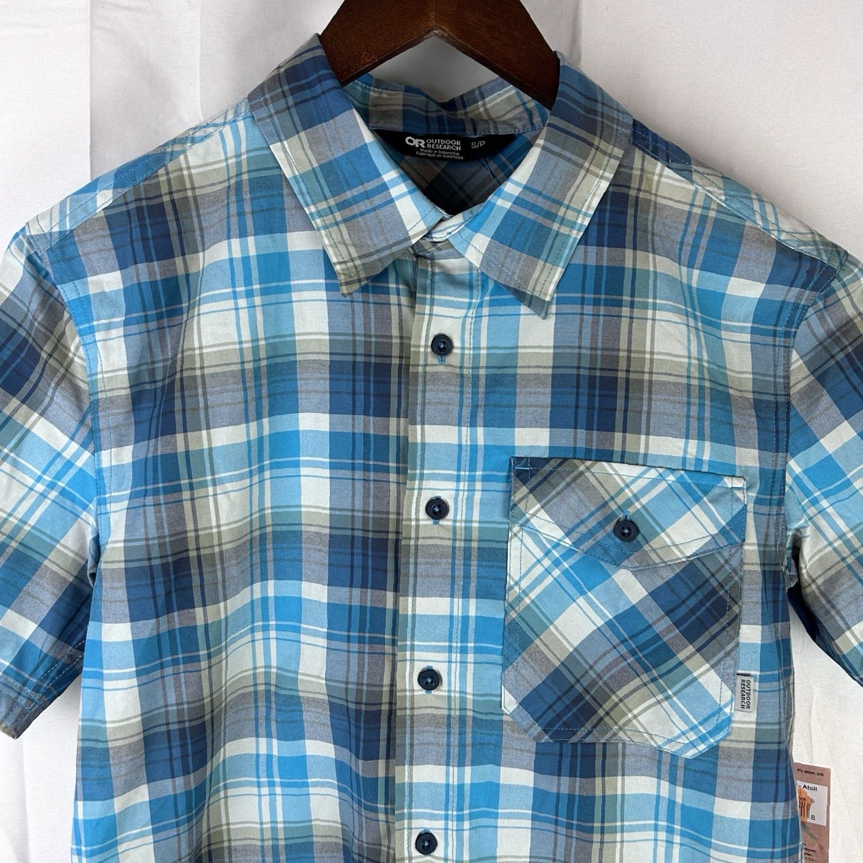 Outdoor Research Outdoor Research Shirt Mens S Button Up Short Sleeve Plaid Seapine Pocket Blue Size US S / EU 44-46 / 1 - 2 Thumbnail