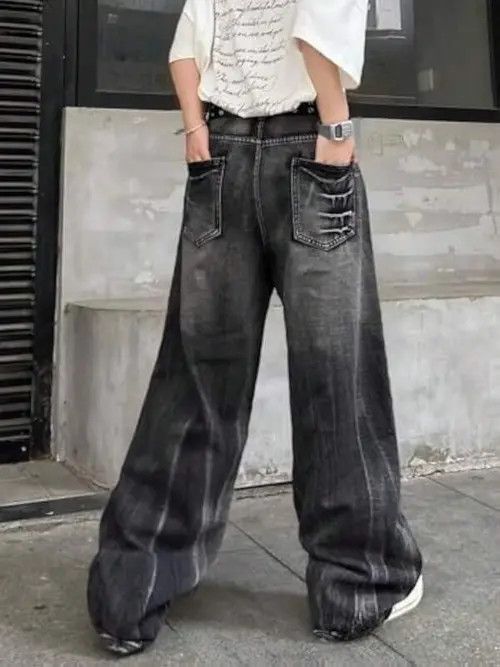 Jean GOTHIC Opium Y2K washed jeans pants Size US 34 / EU 50 - 2 Thumbnail