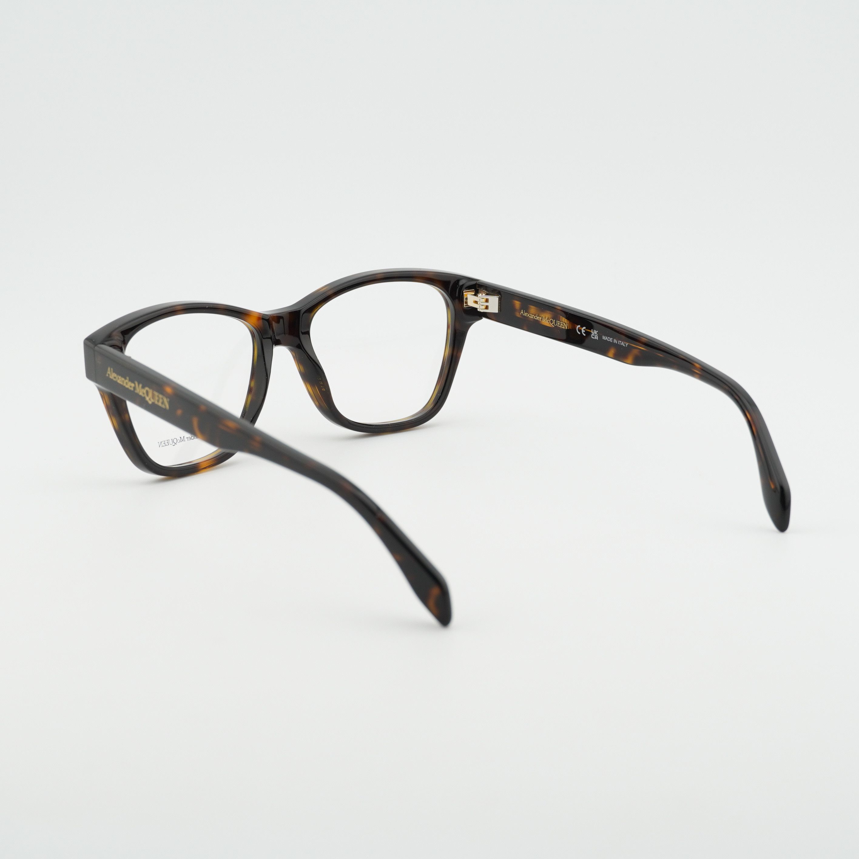 Alexander McQueen Alexander McQueen AM0306O 002 Eyeglasses Havana 52mm Square Size ONE SIZE - 4 Thumbnail