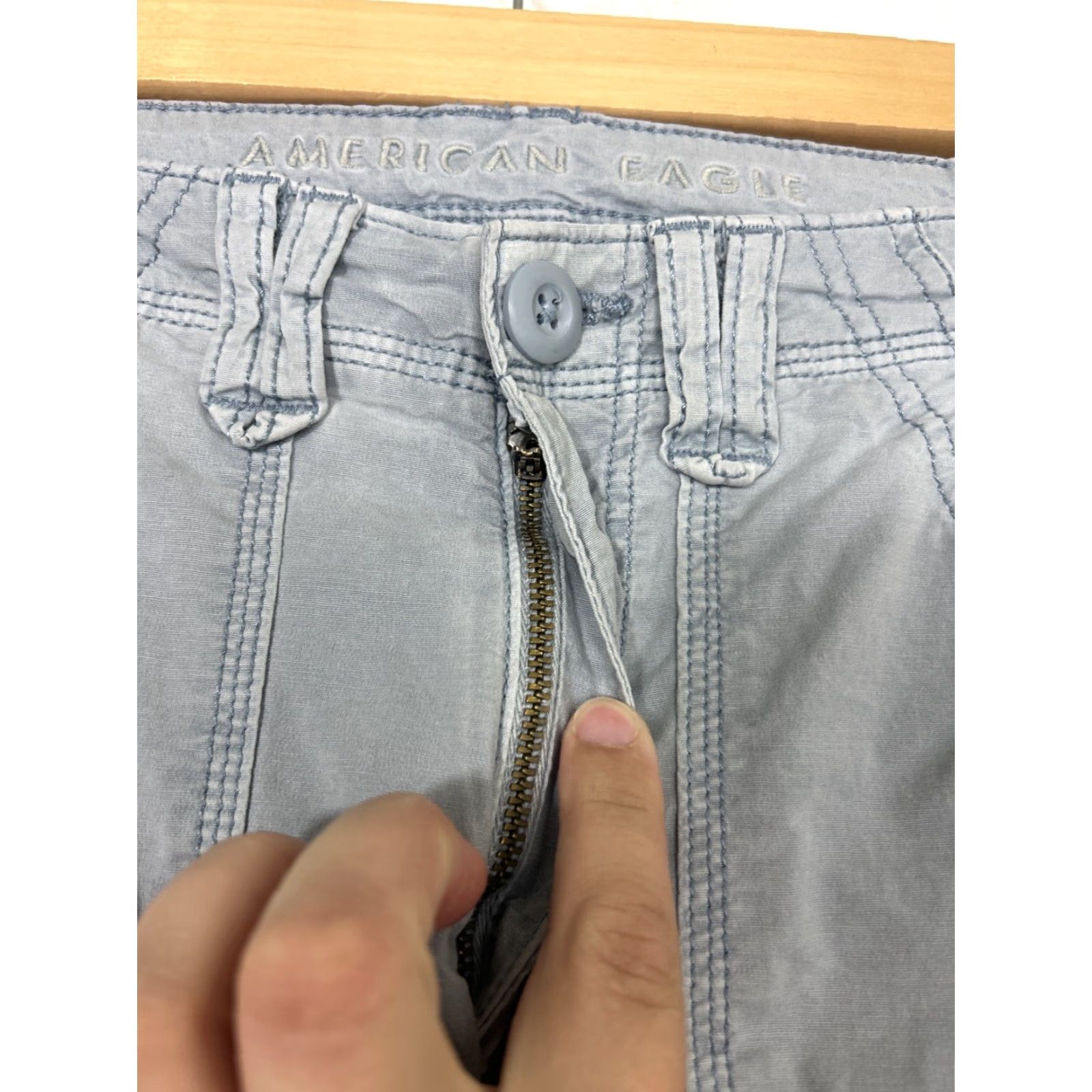 American Eagle Outfitters VINTAGE American Eagle Stretch Pants Blue 00 Women Ankle Cotton Blend 24x29 Size 24" / US 00 / IT 34 - 6 Thumbnail