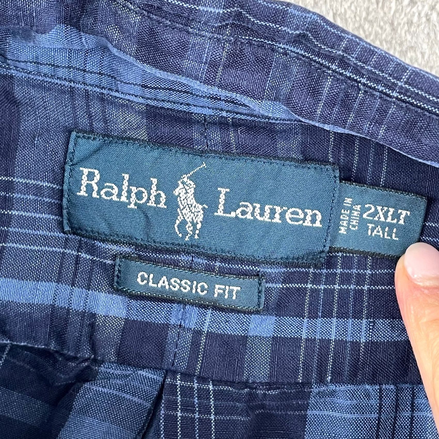 Polo Ralph Lauren VINTAGE Polo Ralph Lauren Shirt Men 2XLT Tall Blue Plaid Silk Linen Pony Preppy Size US XXL / EU 58 / 5 - 2 Thumbnail