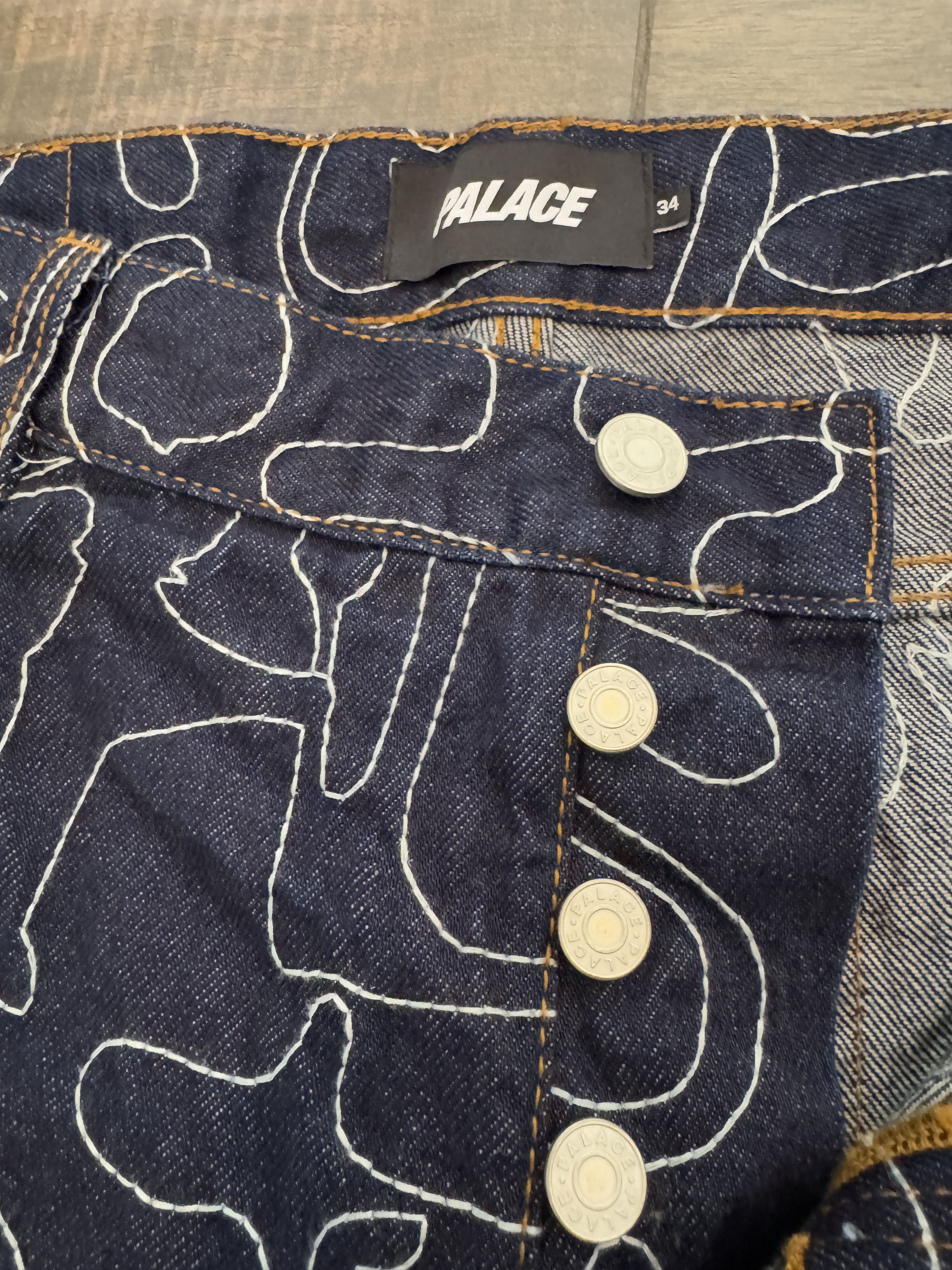 Palace Palace P45 Splat Denim Jeans Embroidered Indigo Size US 34 / EU 50 - 4 Thumbnail