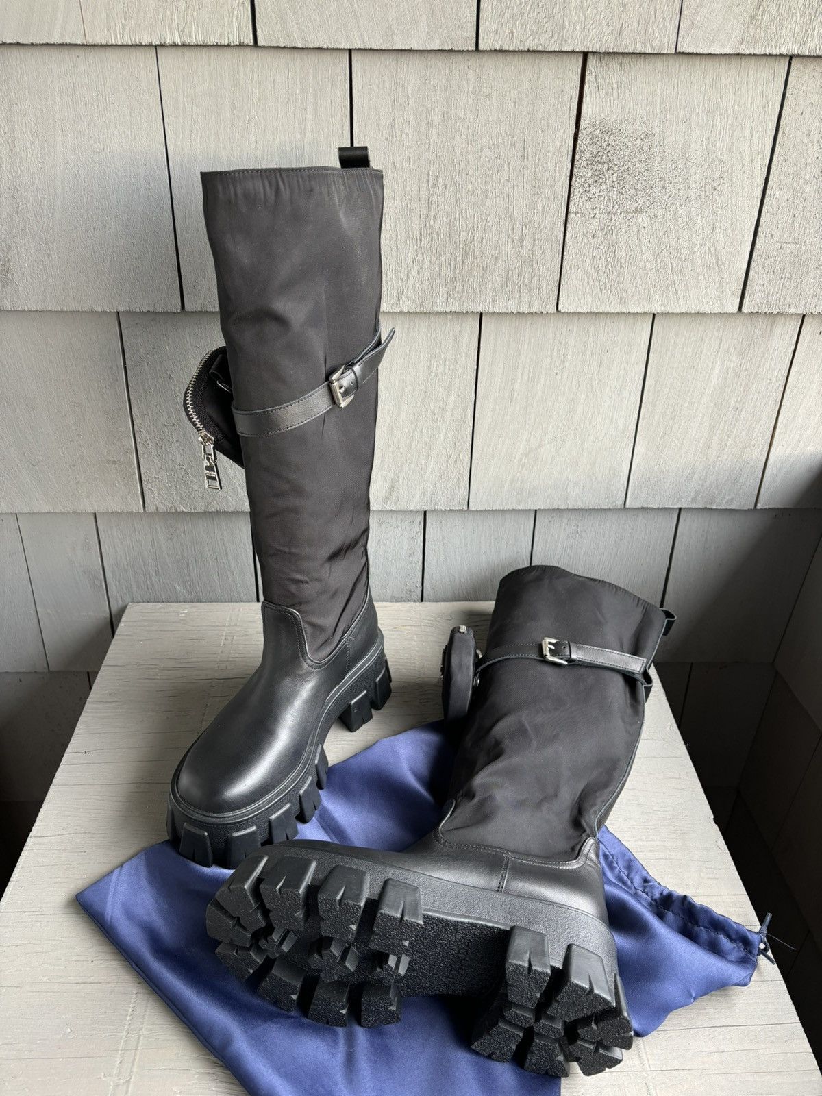 Japanese Brand × Other Tall Combat Boots Prada Monolith Style Military Cargo Leathe Size US 5 / IT 35 - 4 Thumbnail