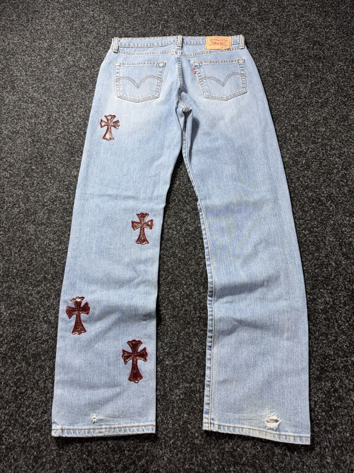 Levi's Vintage Clothing Vintage 90s Custom Chrome Hearts Style Rock Cross Punk Jeans Size US 33 - 10 Thumbnail