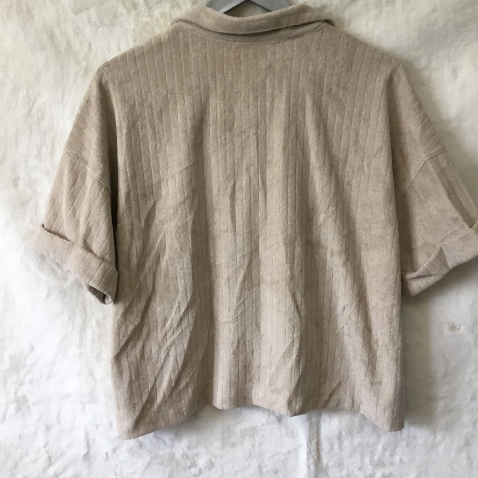 Other UpWest Beige Collared Half Button-Down Short-Sleeve Top Size L / US 10 / IT 46 - 8 Thumbnail
