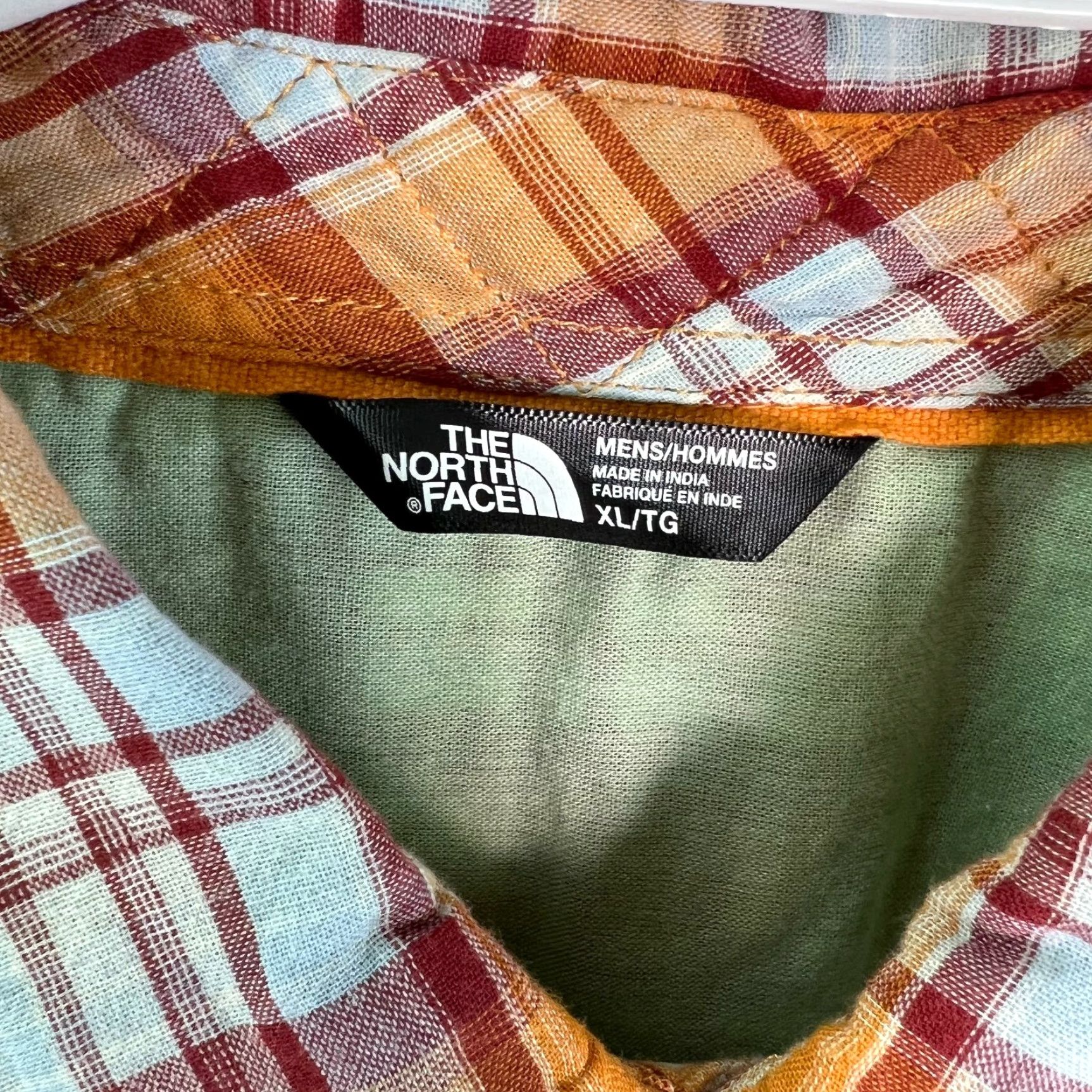 The North Face The North Face Button Up Shirt Plaid Orange XL Adult Men Casual Short Sleeve 100% Cotton/Auburn Orange Plaid Shirt Size US XL / EU 56 / 4 - 6 Thumbnail