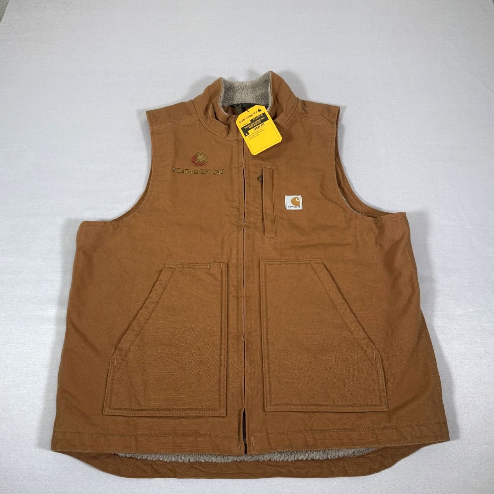 Carhartt Carhartt Vest Mens M Brown Duck Canvas Sherpa Lined Zip Up Work Vest Size US M / EU 48-50 / 2 - 2 Thumbnail