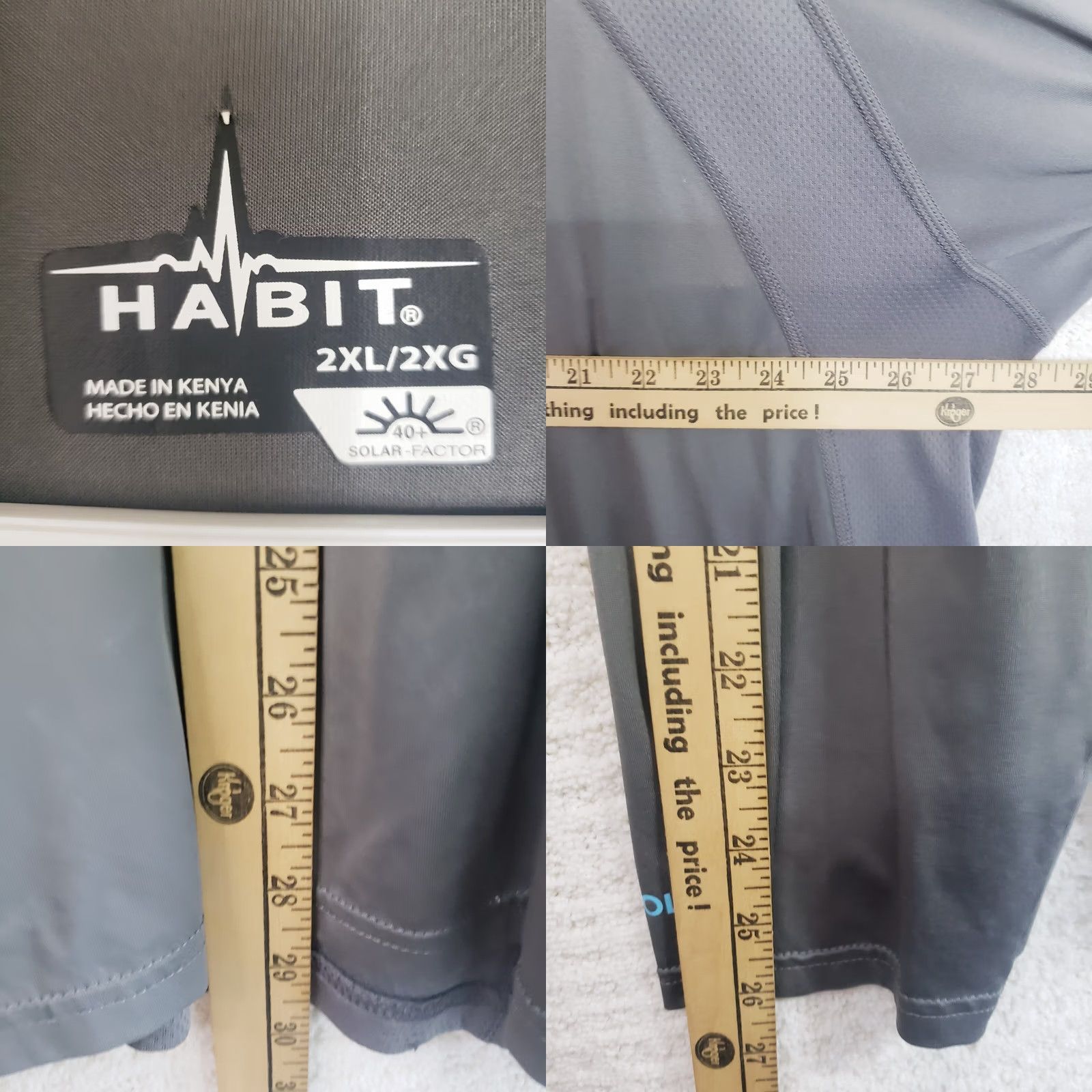 Habitat Habit Outdoors 1/4 Zip Hoodie Shirt LS 2XL Gray Logo Pullover Mock Neck Men Size US XXL / EU 58 / 5 - 9 Thumbnail