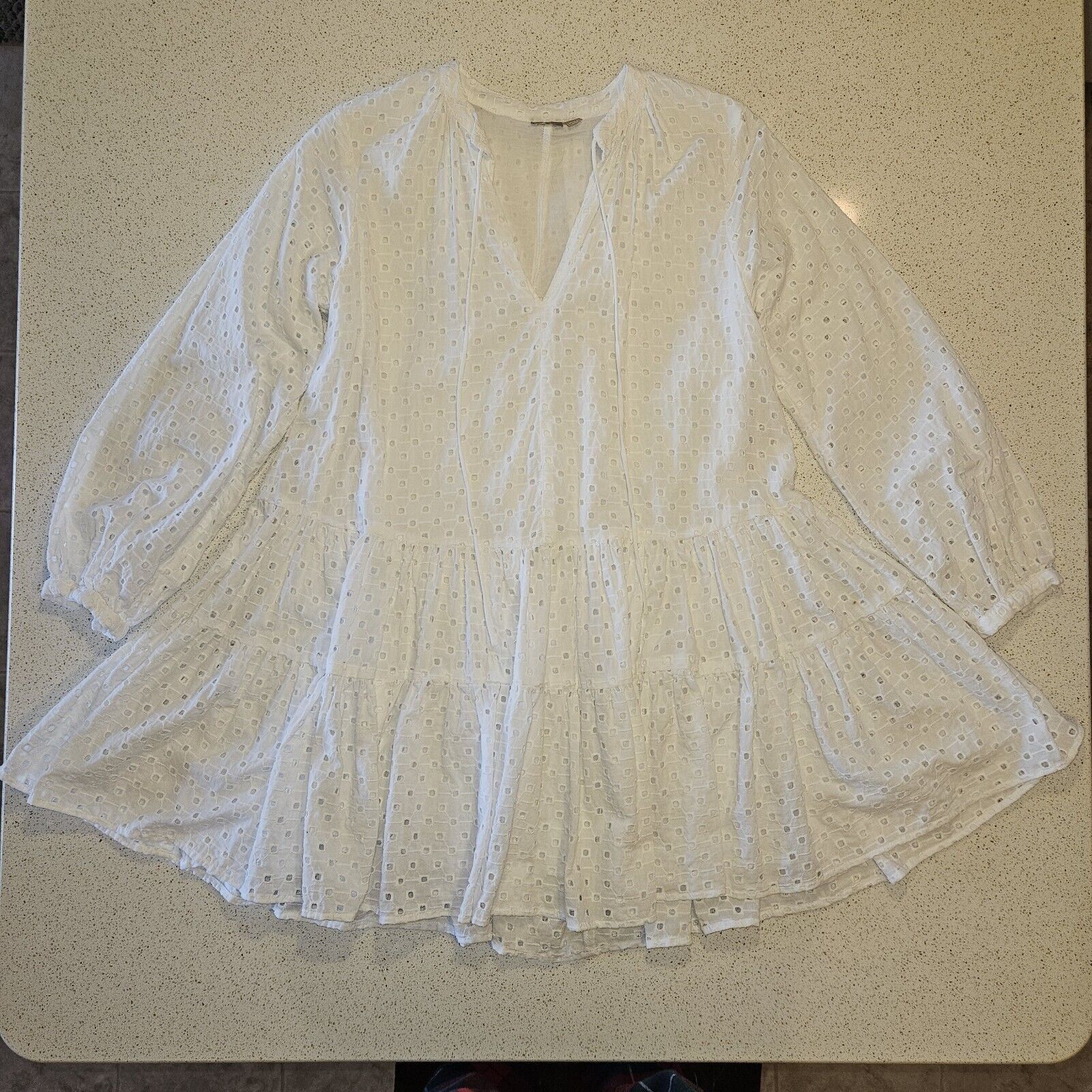 Asos ASOS Broderie Boho Dress UK8 US 4 White Cotton Trapeze Floun Size S / US 4 / IT 40 - 6 Thumbnail