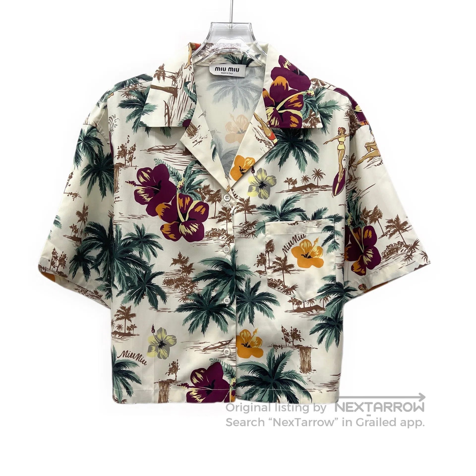 Miu Miu Miu Miu Color Blocked Palm Tree Floral Printed Silk Revers Size XS / US 0-2 / IT 36-38 - 1 Thumbnail