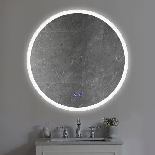Designer × Homemade 32 x 32 Inch Round Frameless LED Illuminated Bathroom Mirror Size US L / EU 52-54 / 3 - 5 Thumbnail