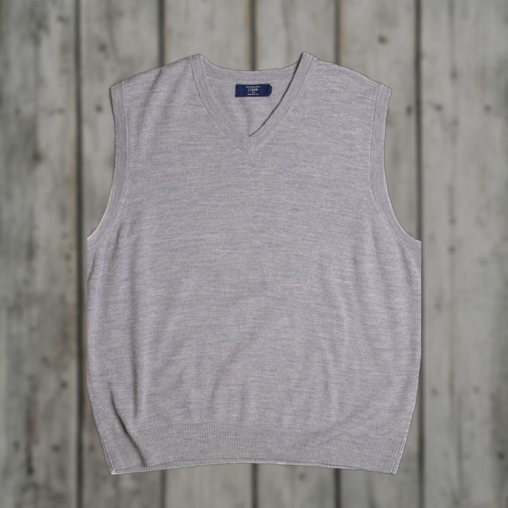 X-LARGE VINTAGE J. CREW Gray Vest X-Large Sleeveless Knit Menswear Size US XL / EU 56 / 4 - 1 Thumbnail