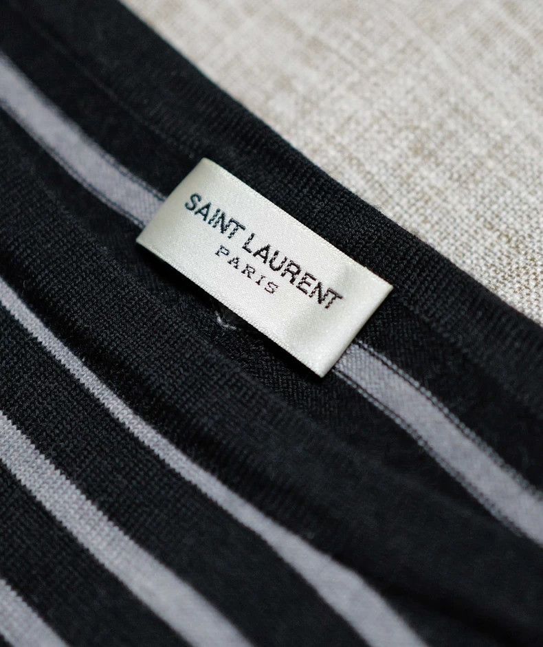 Saint Laurent Paris Saint Laurent Paris Black and gray striped worsted wool tu Size S / US 4 / IT 40 - 3 Thumbnail