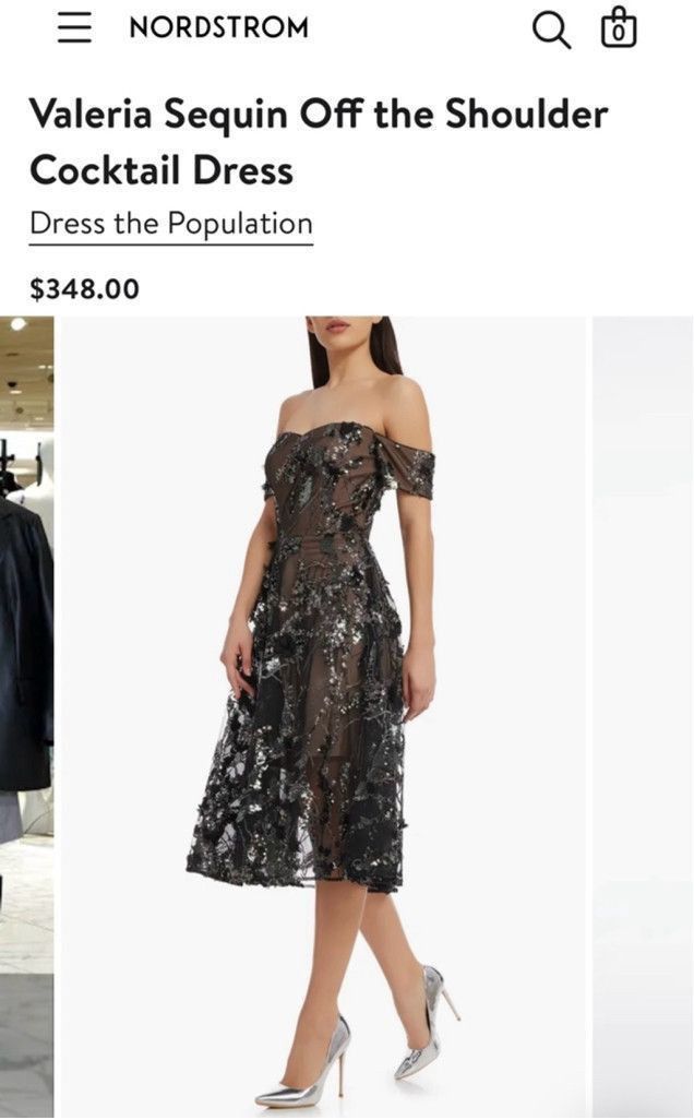 Dress the Population Dress the Population Black Silver Cocktail Dress Size S Size S / US 4 / IT 40 - 3 Thumbnail