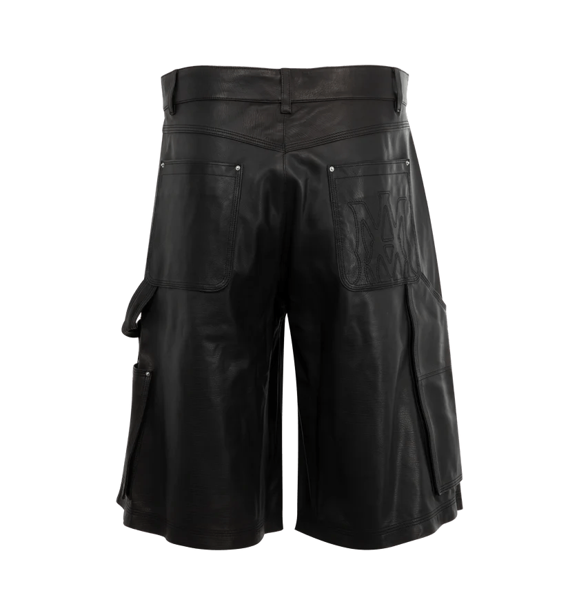 Amiri o1h1sh11225 Ma Leather Carpenter Short in Black Size US 36 / EU 52 - 2 Thumbnail