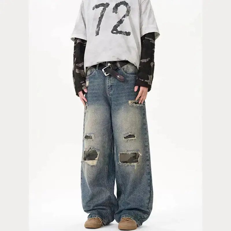 Japanese Brand Retro loose straight leg wide leg camouflage jeans Size US 32 / EU 48 - 3 Thumbnail