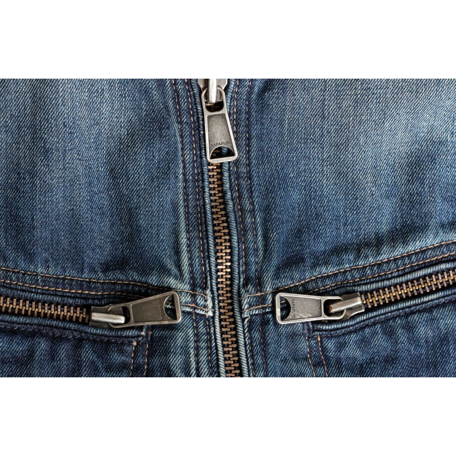 Napapijri Napapijri Denim Jacket Men M Full Zip Biker Denim Jacket blue Size M Regular Mens Size US M / EU 48-50 / 2 - 6 Thumbnail