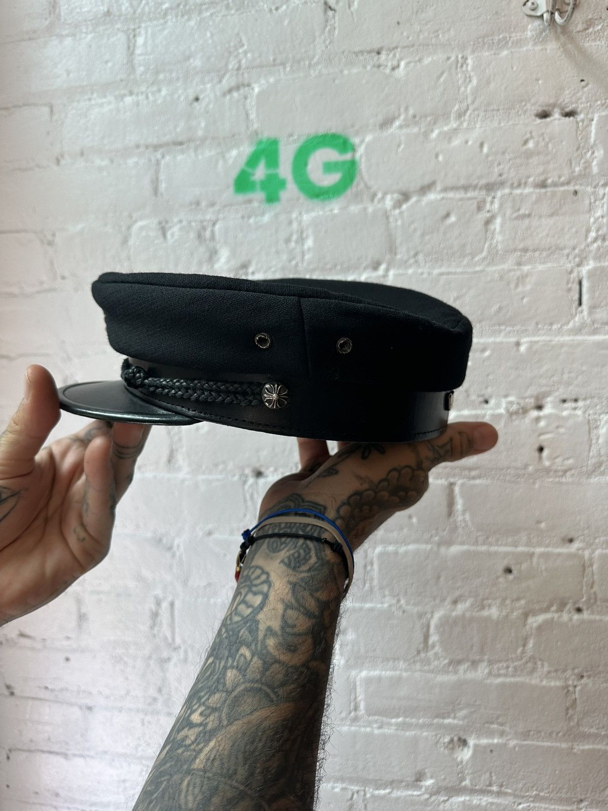 Chrome Hearts CHROME HEARTS LEATHER CONDUCTOR HAT Size ONE SIZE - 5 Thumbnail
