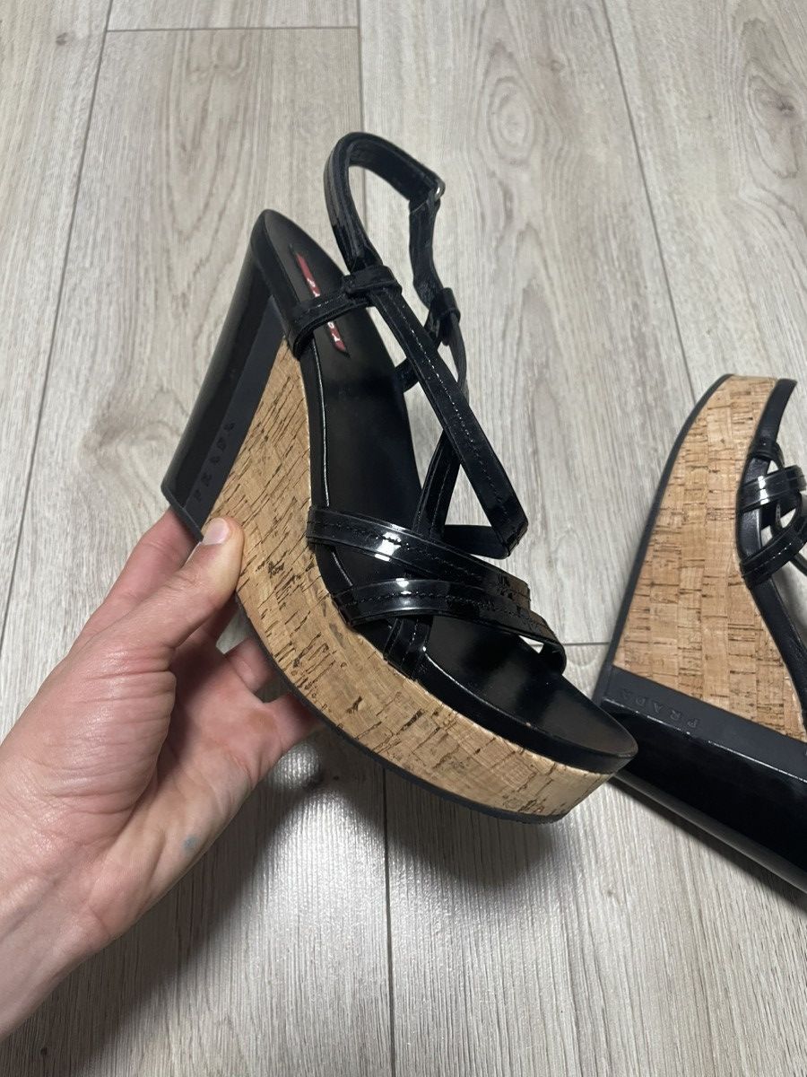 Prada Prada Sport Leather And Cork Platform Heels Shoes Women’s Size US 9 / IT 39 - 6 Thumbnail