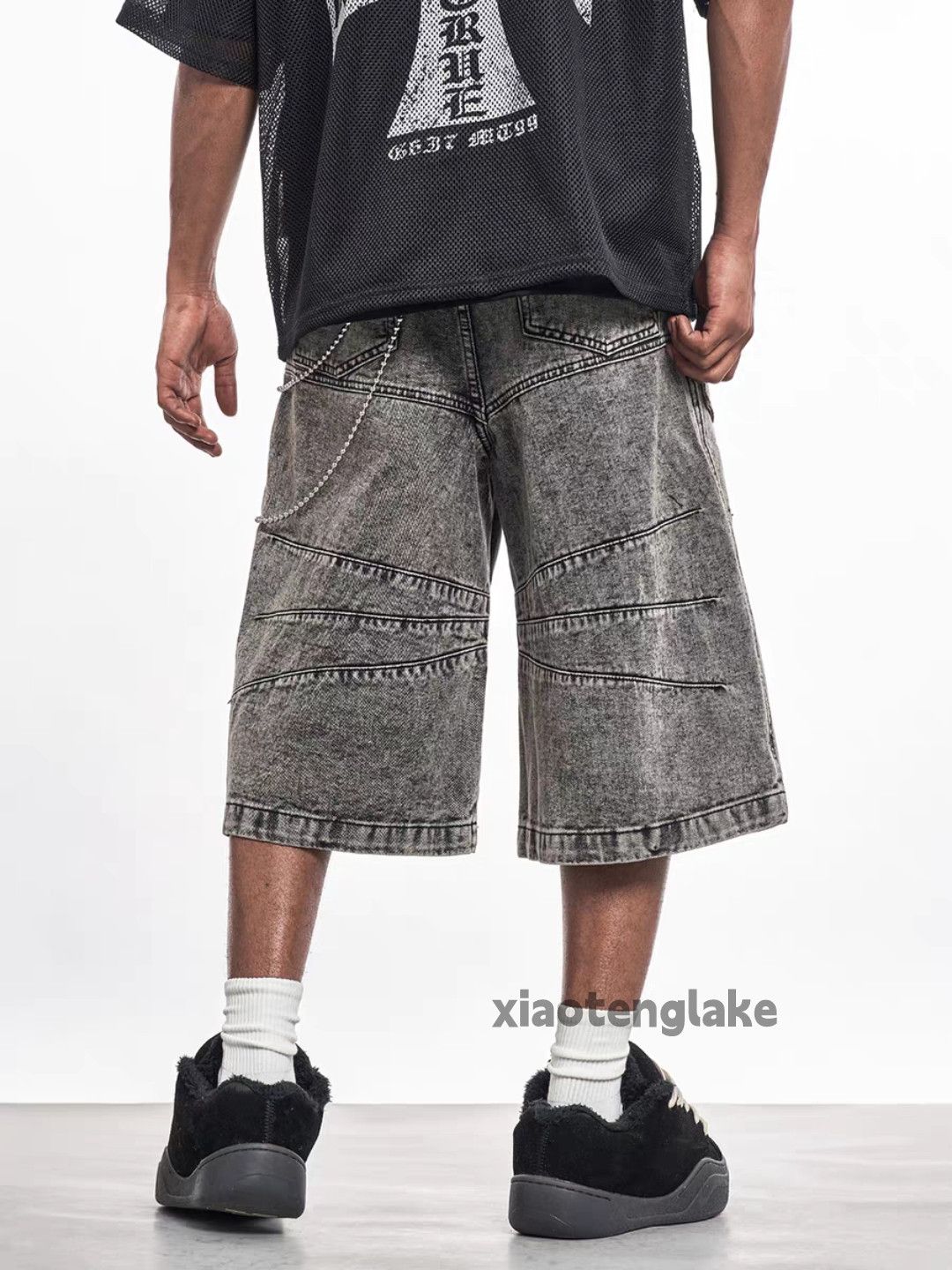 Designer Unisex washed faded cleanfit yuppie loose cargo shorts Size US 34 / EU 50 - 4 Thumbnail