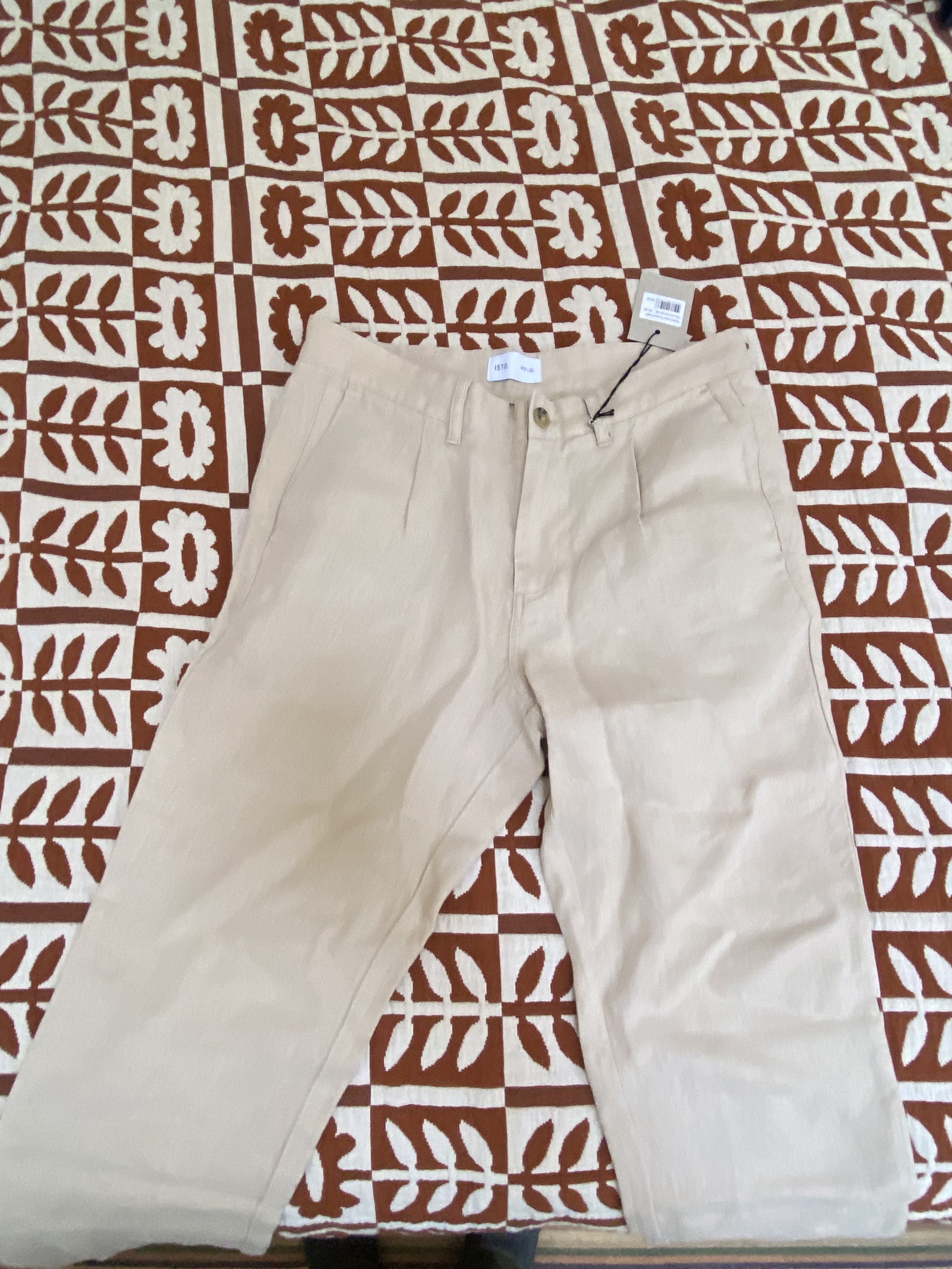 ISTO Pleated Linen Trousers 32x32 NWT
