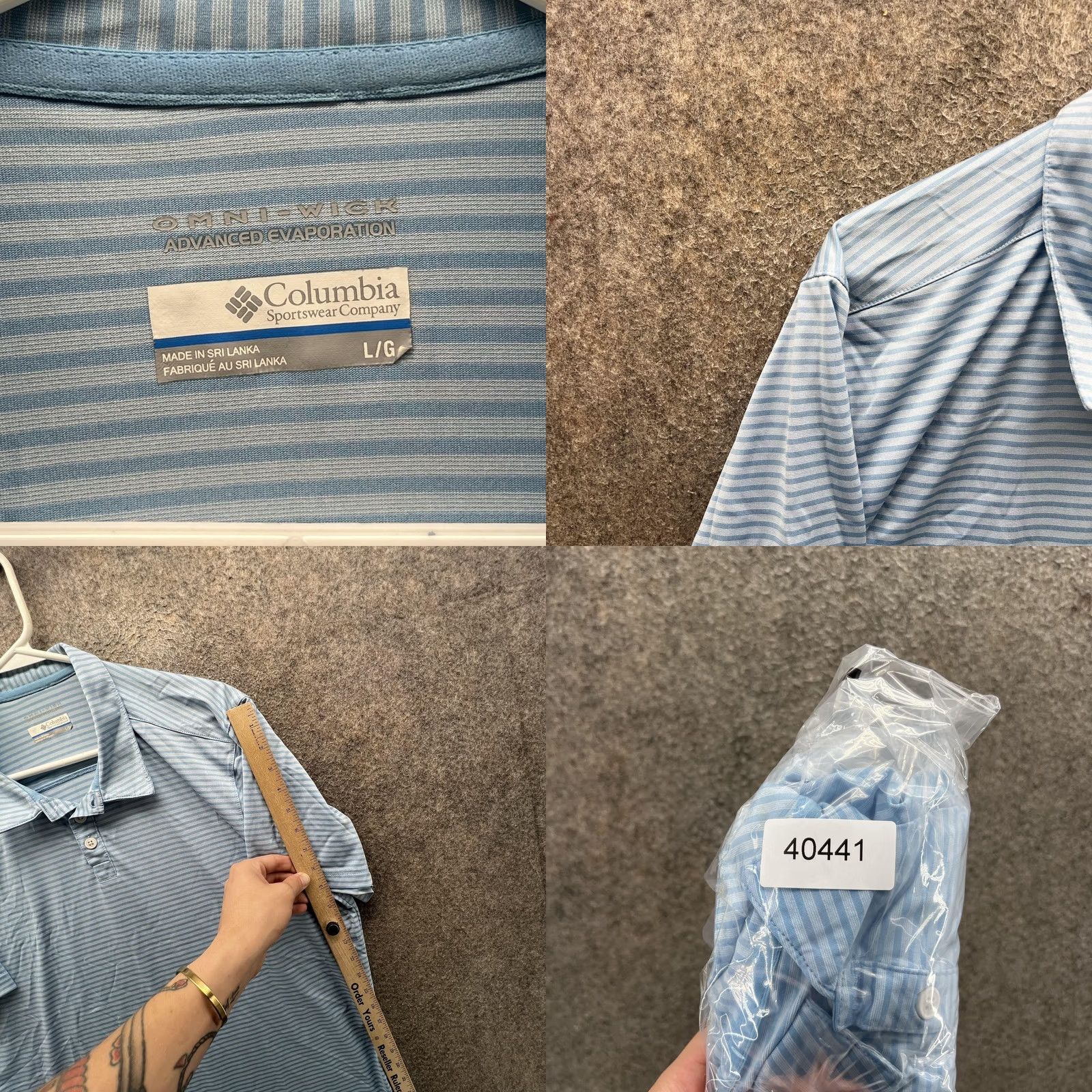Vintage Columbia Polo Shirt Mens Large Blue Stripe Omni-Wick Golf Performance Casual Size US L / EU 52-54 / 3 - 8 Thumbnail