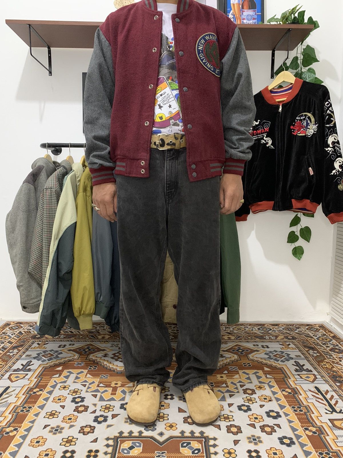 Japanese Brand × Vintage Vintage 90s New Wave Basic Varsity Bombers Wool Jacket Size US L / EU 52-54 / 3 - 7 Thumbnail