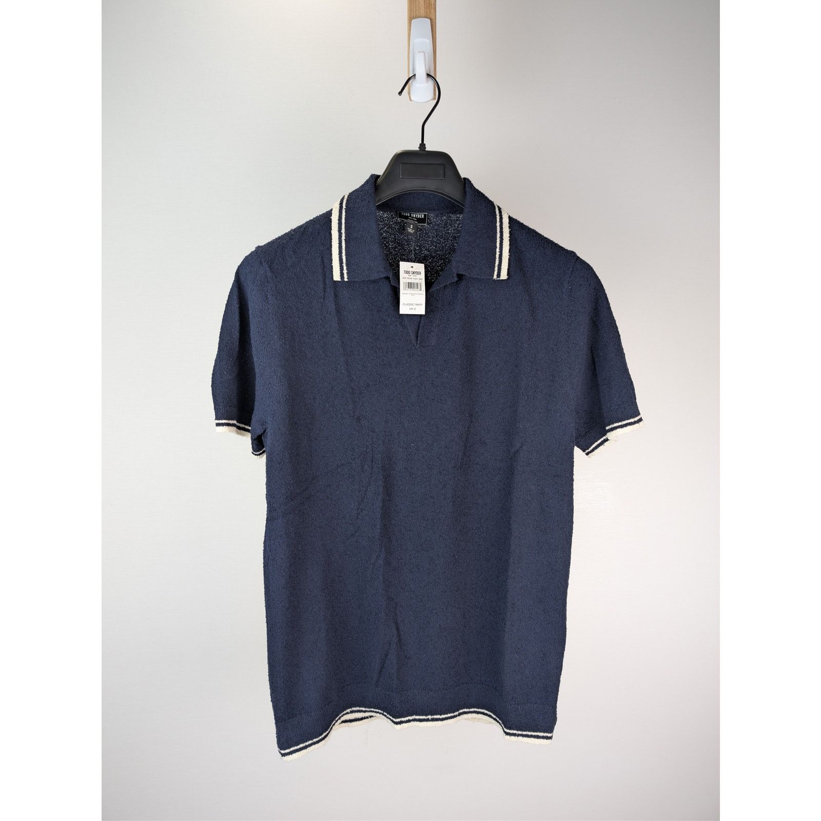 Todd Snyder o1rshd1 CC20 Tipped Boucle Montauk Knit Polo Shirt Navy Blue Size US S / EU 44-46 / 1 - 9 Thumbnail