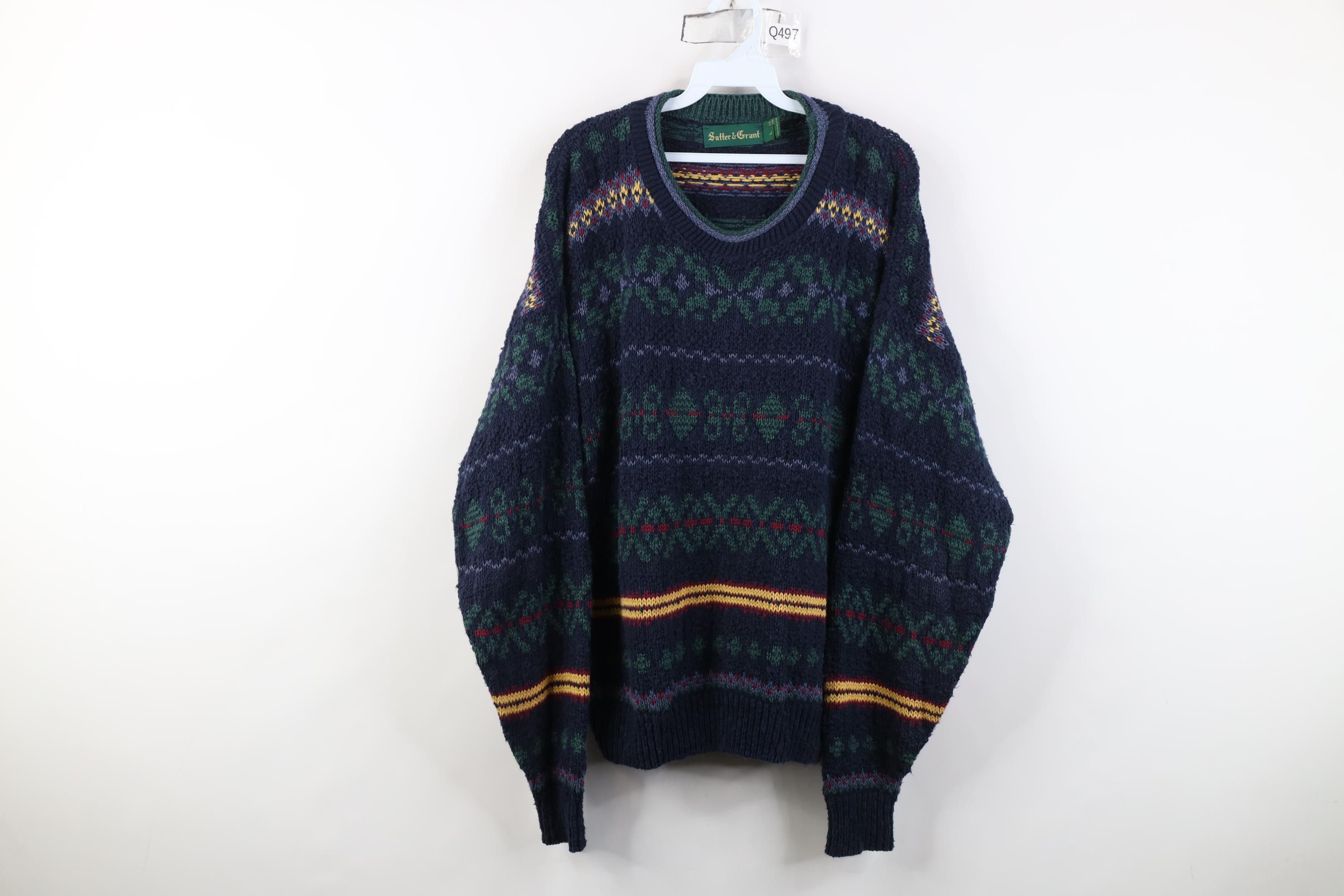 Vintage Vintage 90s Streetwear Knit Fair Isle Crewneck Sweater USA Size US L / EU 52-54 / 3 - 1 Thumbnail