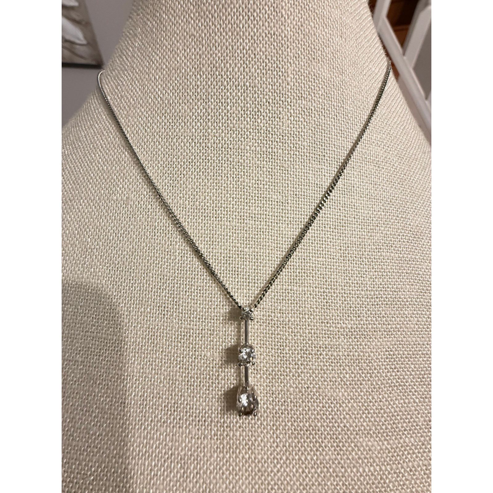 Monet Vintage Monet Silver Tone Triple Stone Necklace 16” Size ONE SIZE - 1 Thumbnail