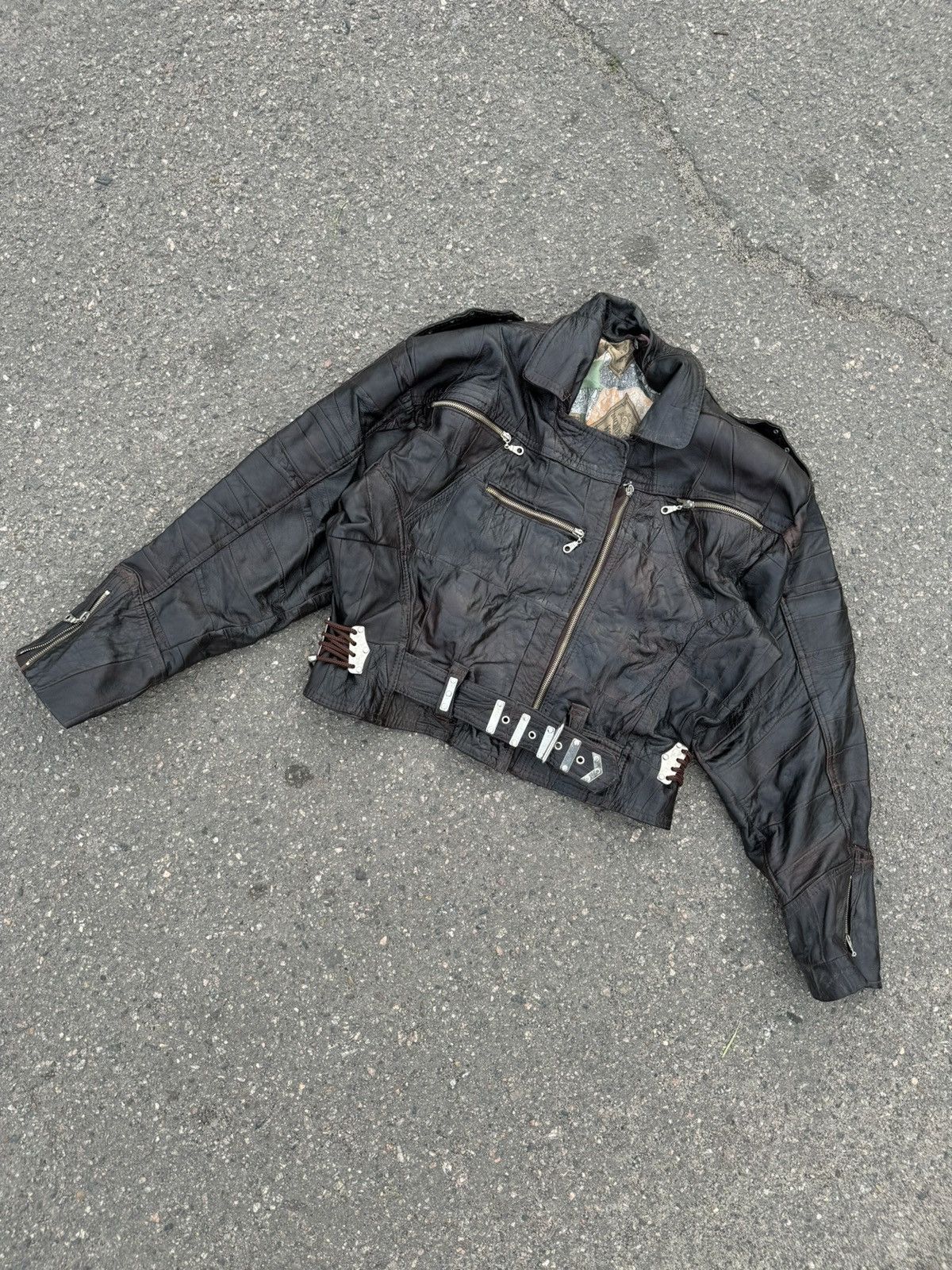 Dr. Martens × Vintage Vintage 80s Dr. Martens Leather Moto Bomber Opium Style Size US L / EU 52-54 / 3 - 1 Thumbnail