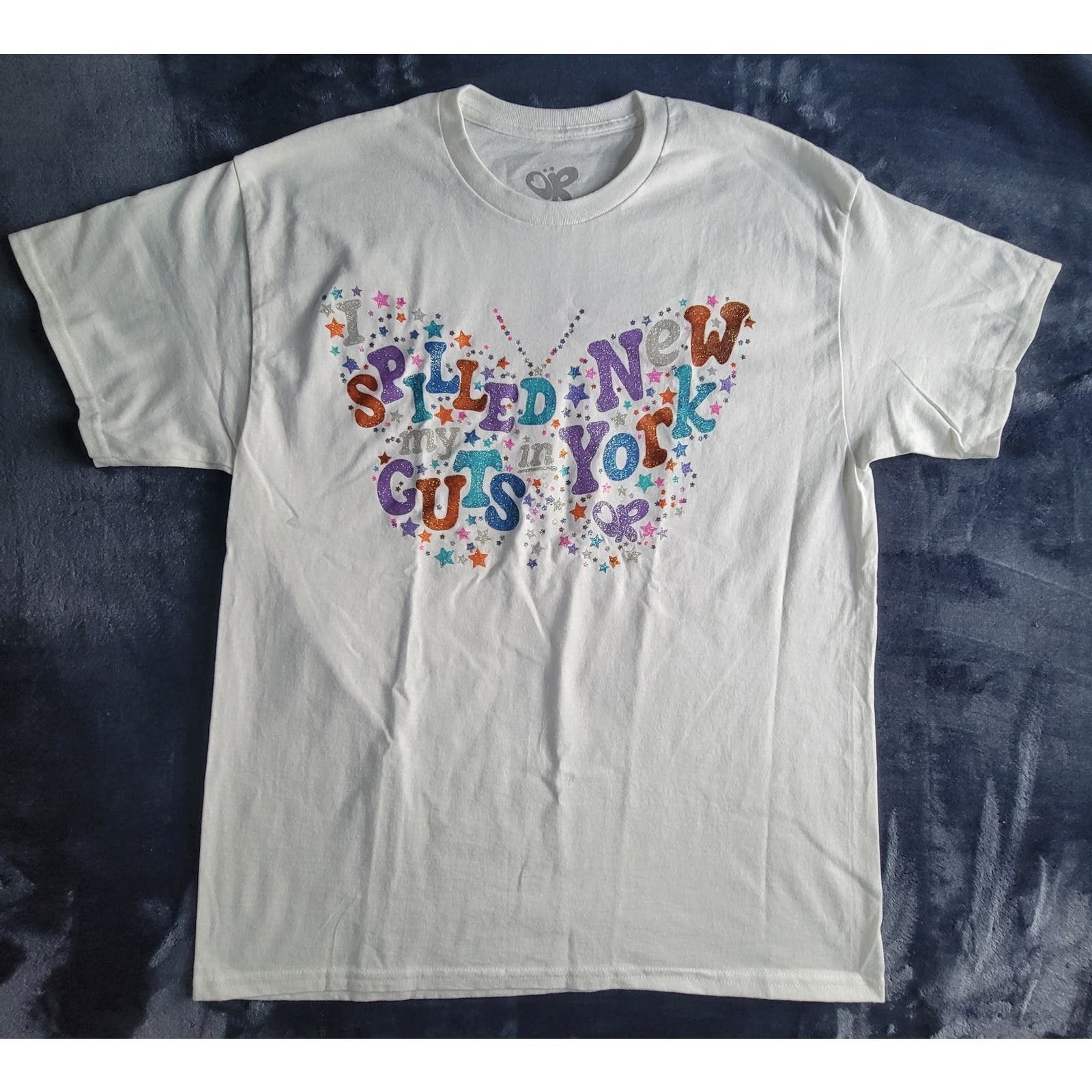 image of Gildan Olivia Rodrigo I Spilled My Guts In Ny Shirt Guts World Tour in White, Men's (Size Large)