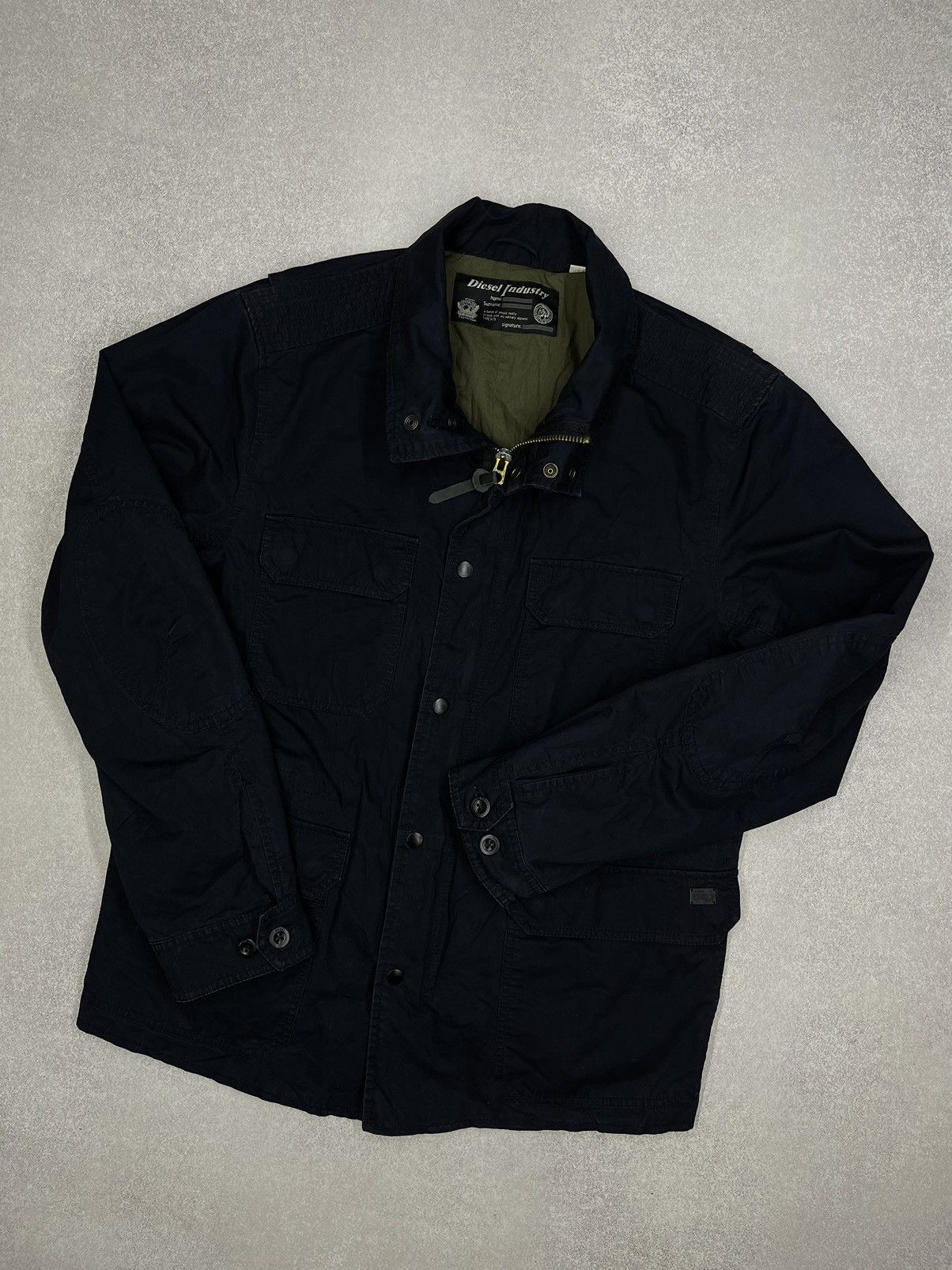 image of Mens Diesel Industry Multipocket Jacket Navy Y2K Size Xl