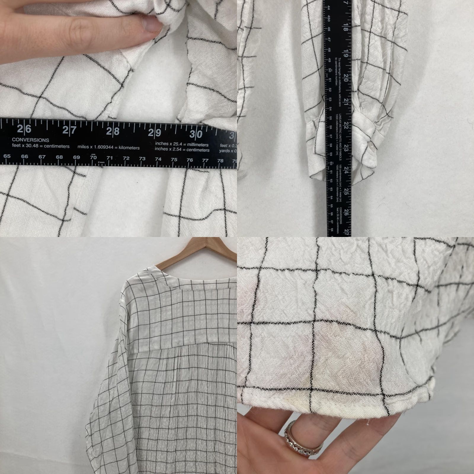 Vintage VINTAGE Jane + Delancey Shirt Womens 1X Windowpane Grid Long Sleeve Tunic Top Lagenlook Size XL / US 12-14 / IT 48-50 - 8 Thumbnail